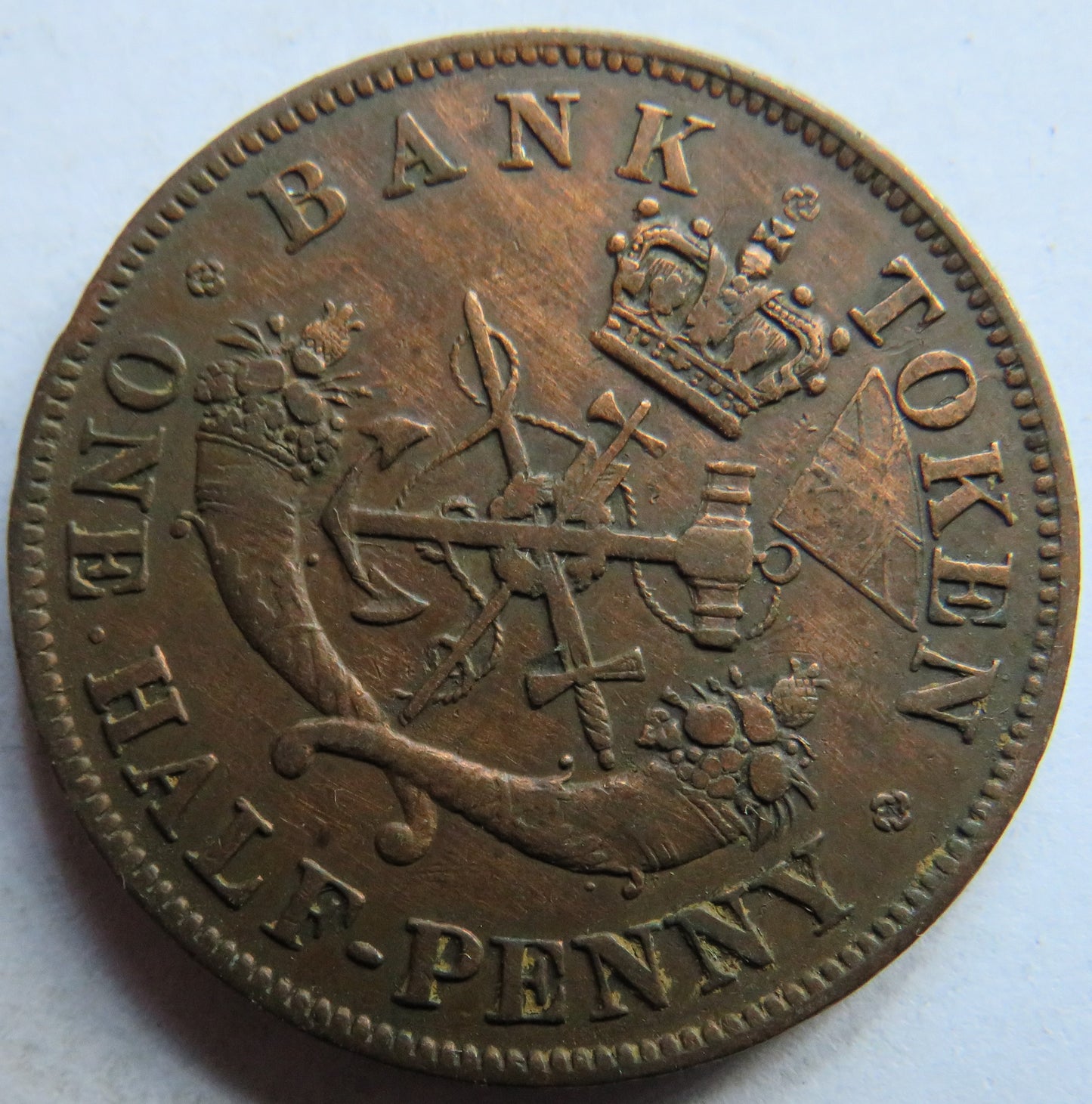 1852 Bank Of Upper Canada Half Penny Bank Token