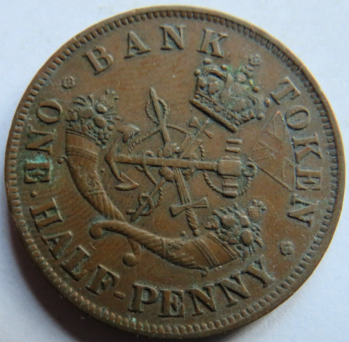 1857 Bank Of Upper Canada Half Penny Bank Token