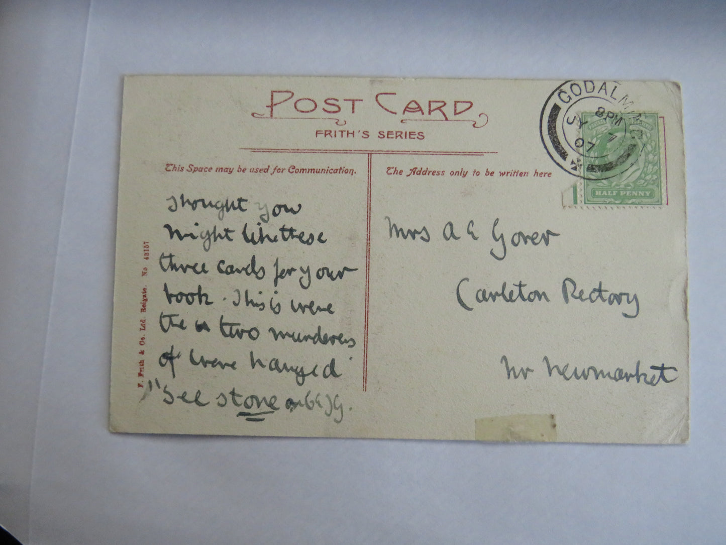 Vintage Postcard of The Hindhead, Gibbet Cross 1907
