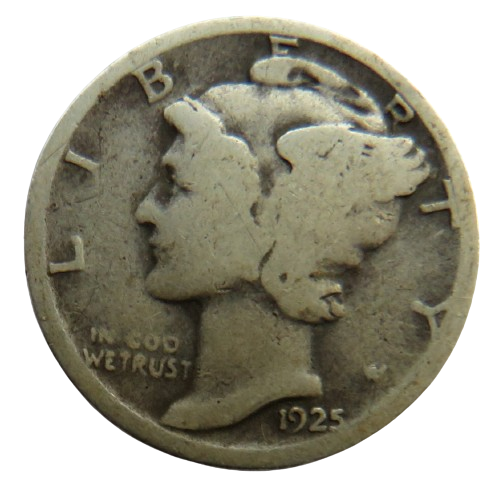 1925 USA Silver Mercury Dime Coin