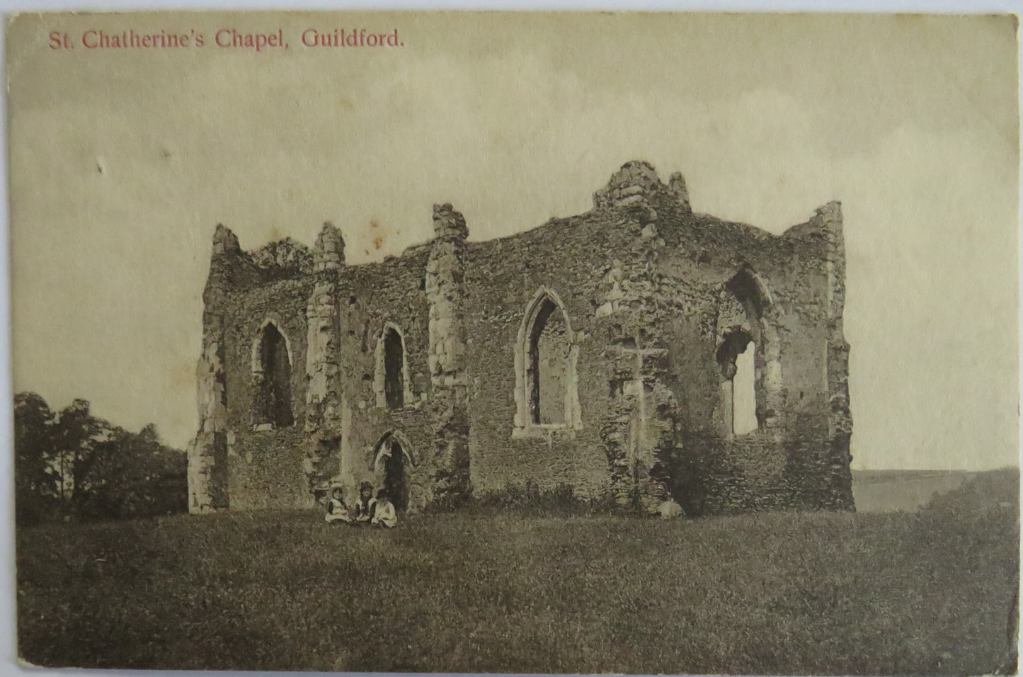 Antique Postcard of St. Catherine's Chapel, Guildford 1907