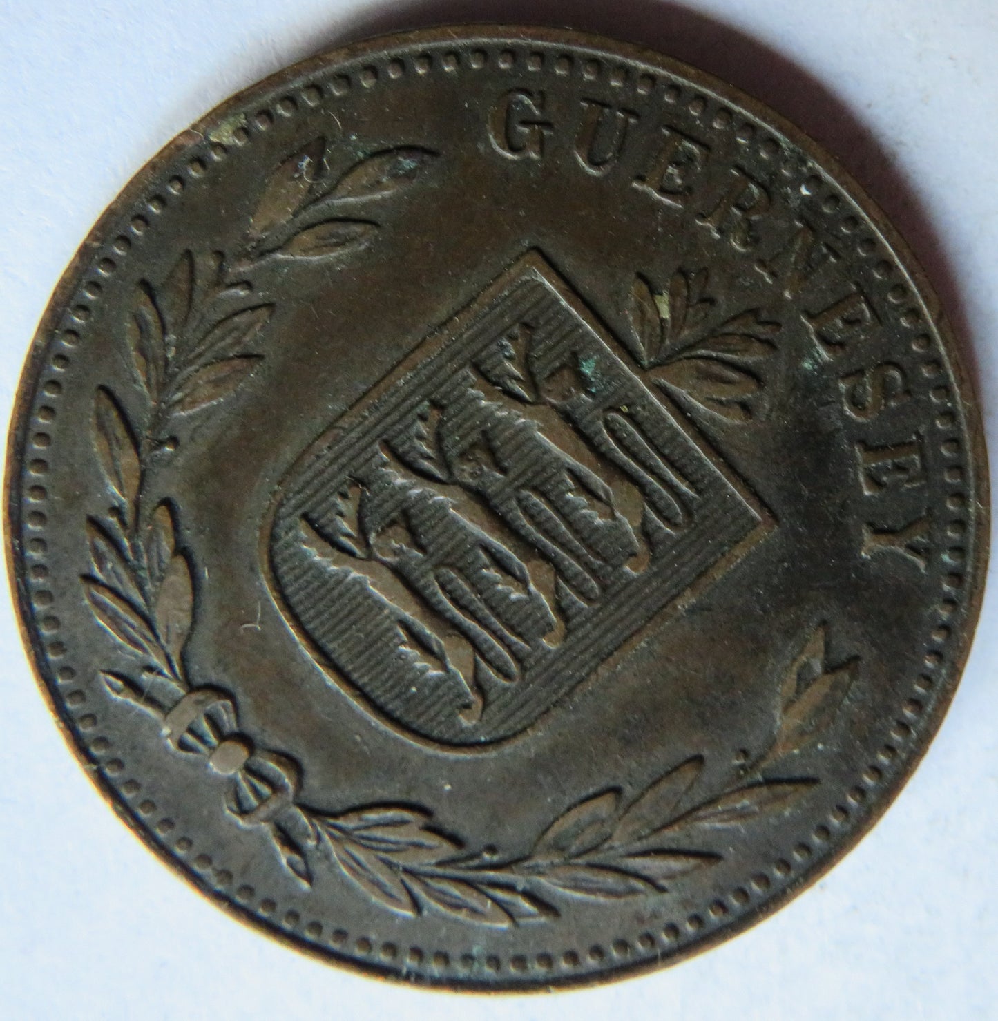 1914 Guernsey 8 Doubles Coin
