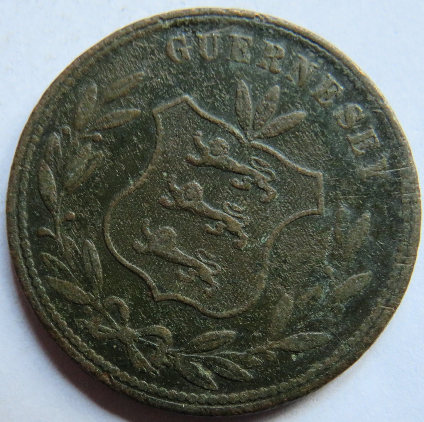 1864 Guernsey 8 Doubles Coin
