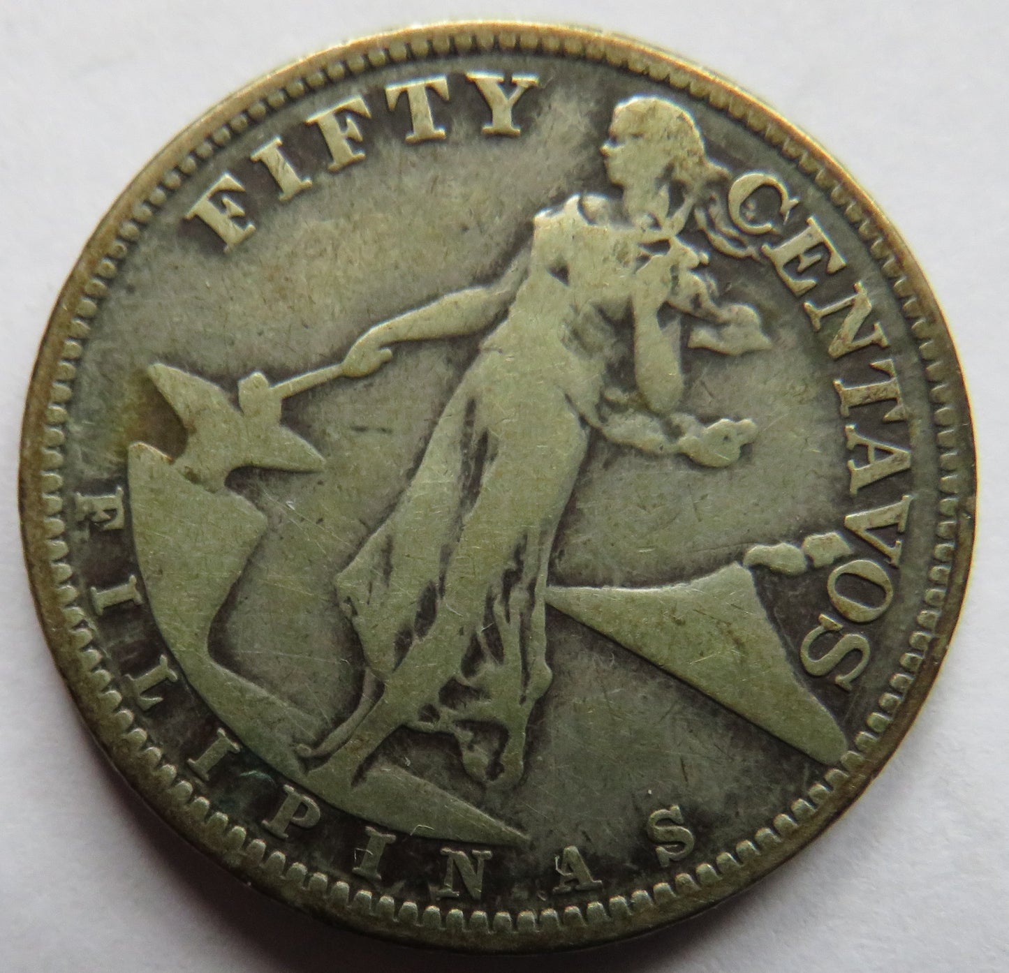 1944 Philippines Silver 50 Centavos Coin