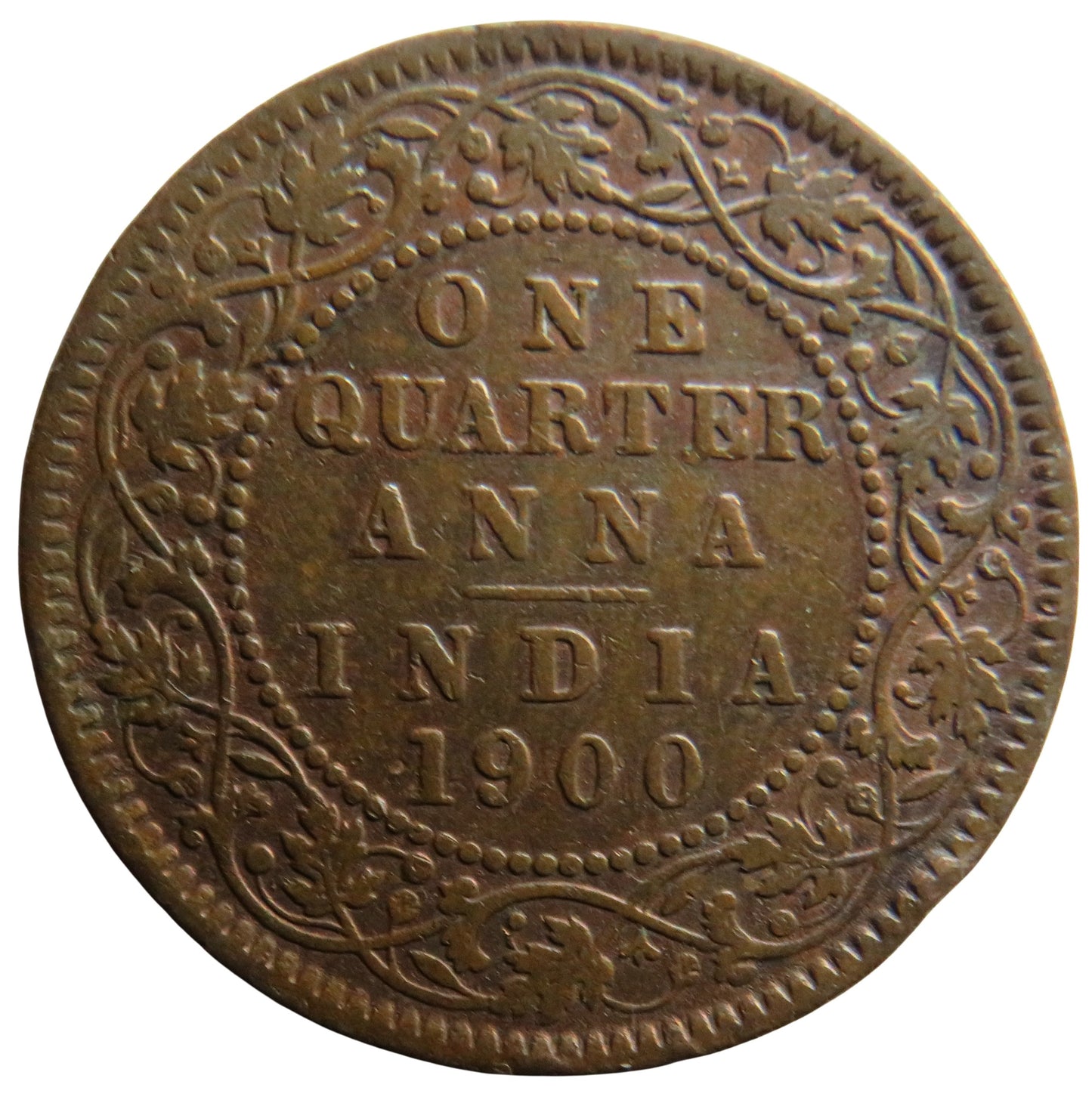1900 Queen Victoria India 1/4 Anna Coin