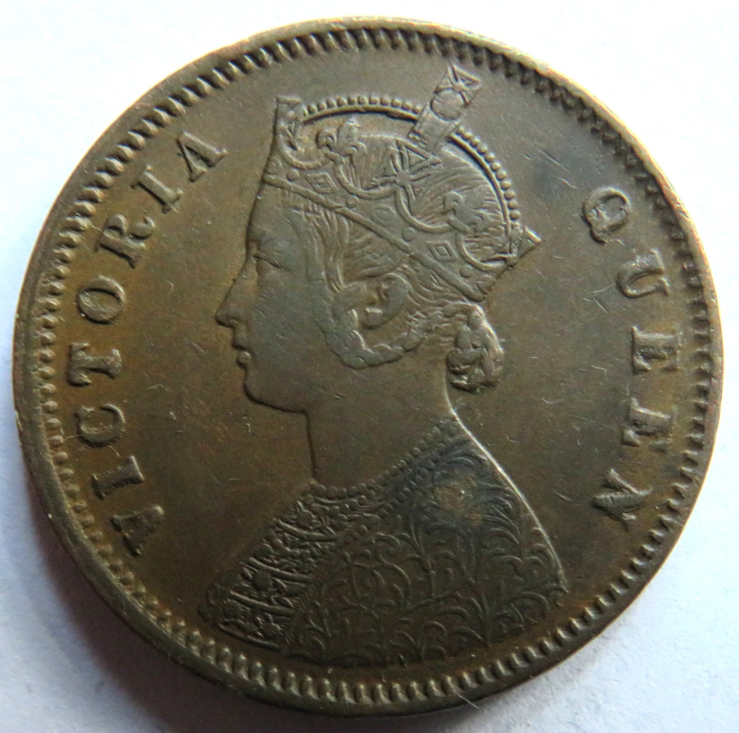 1876 Queen Victoria India 1/4 Anna Coin