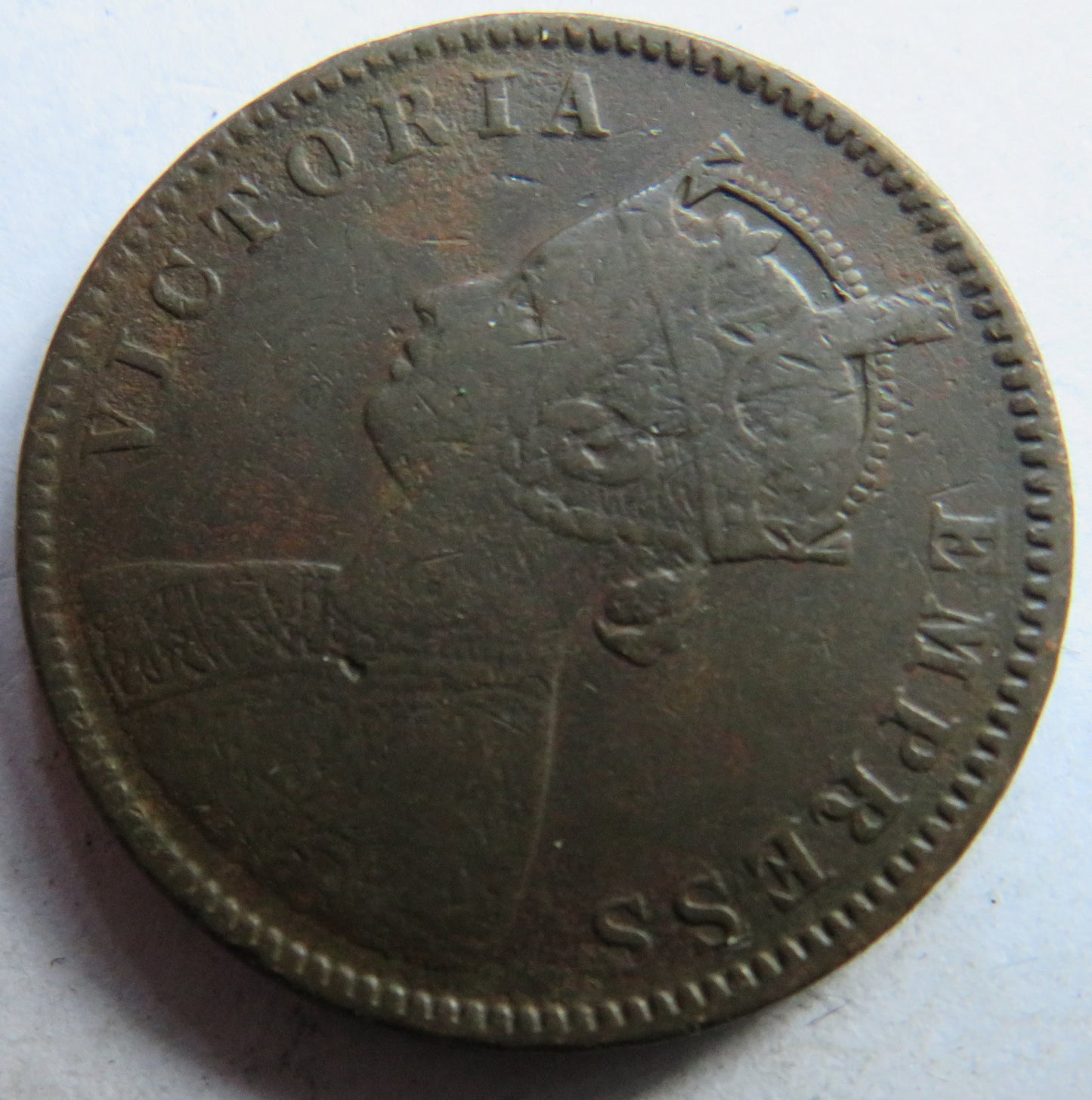 1882 Queen Victoria India 1/4 Anna Coin