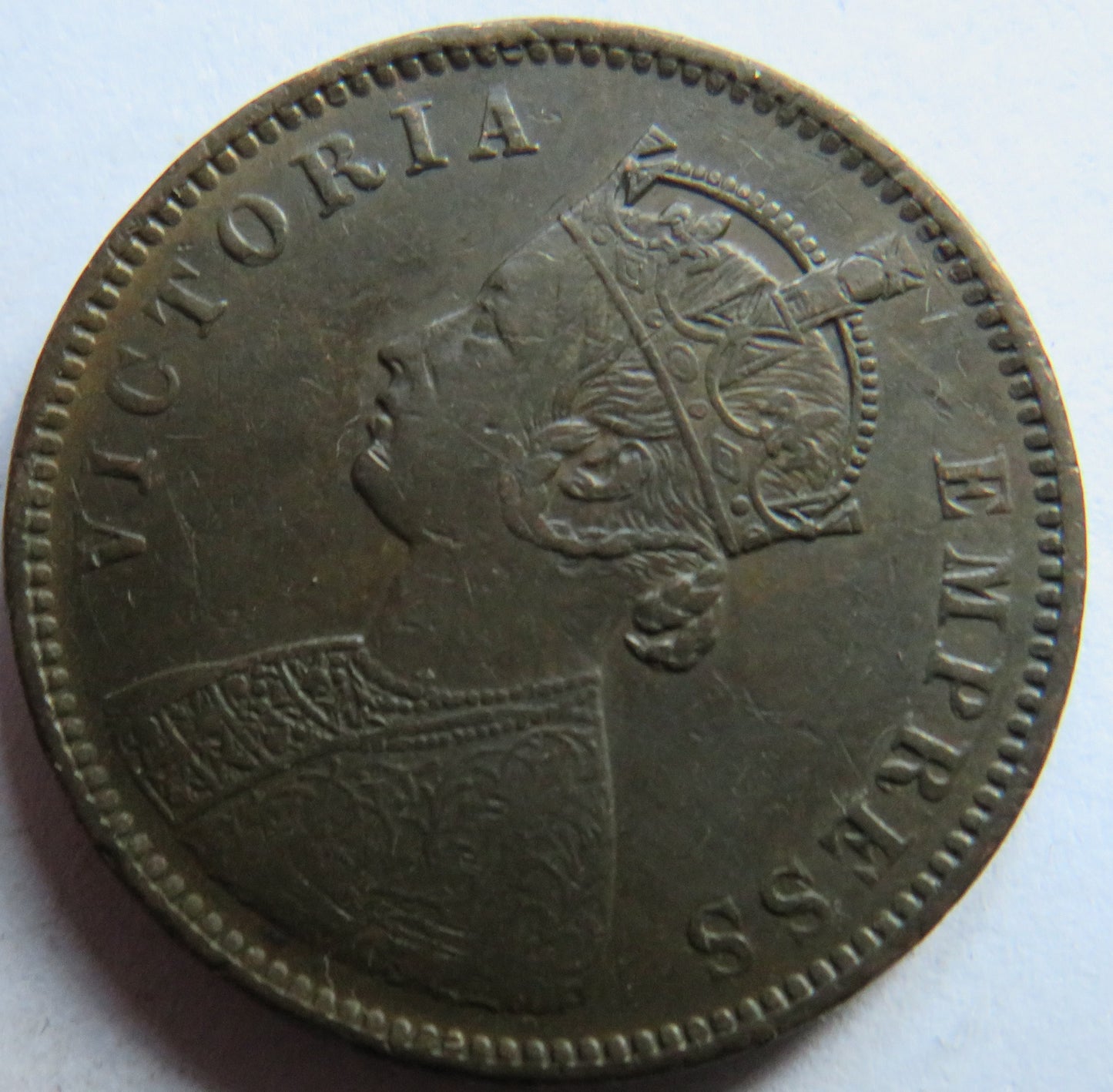 1877 Queen Victoria India 1/4 Anna Coin