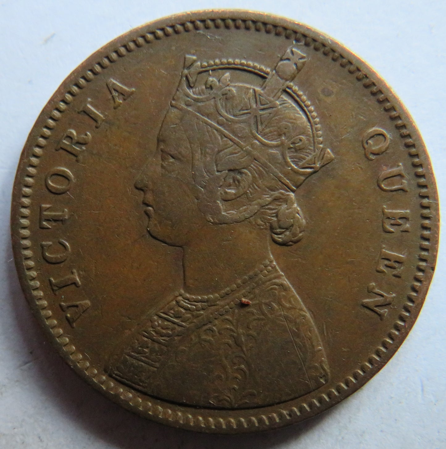 1875 Queen Victoria India 1/4 Anna Coin