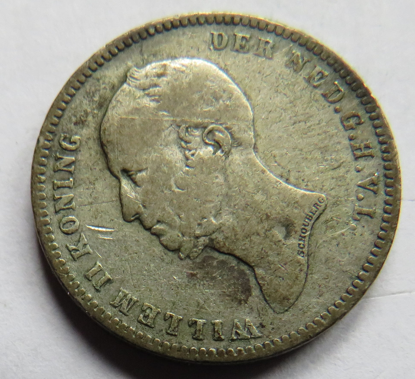 1849 Netherlands Silver 25 Cents Coin