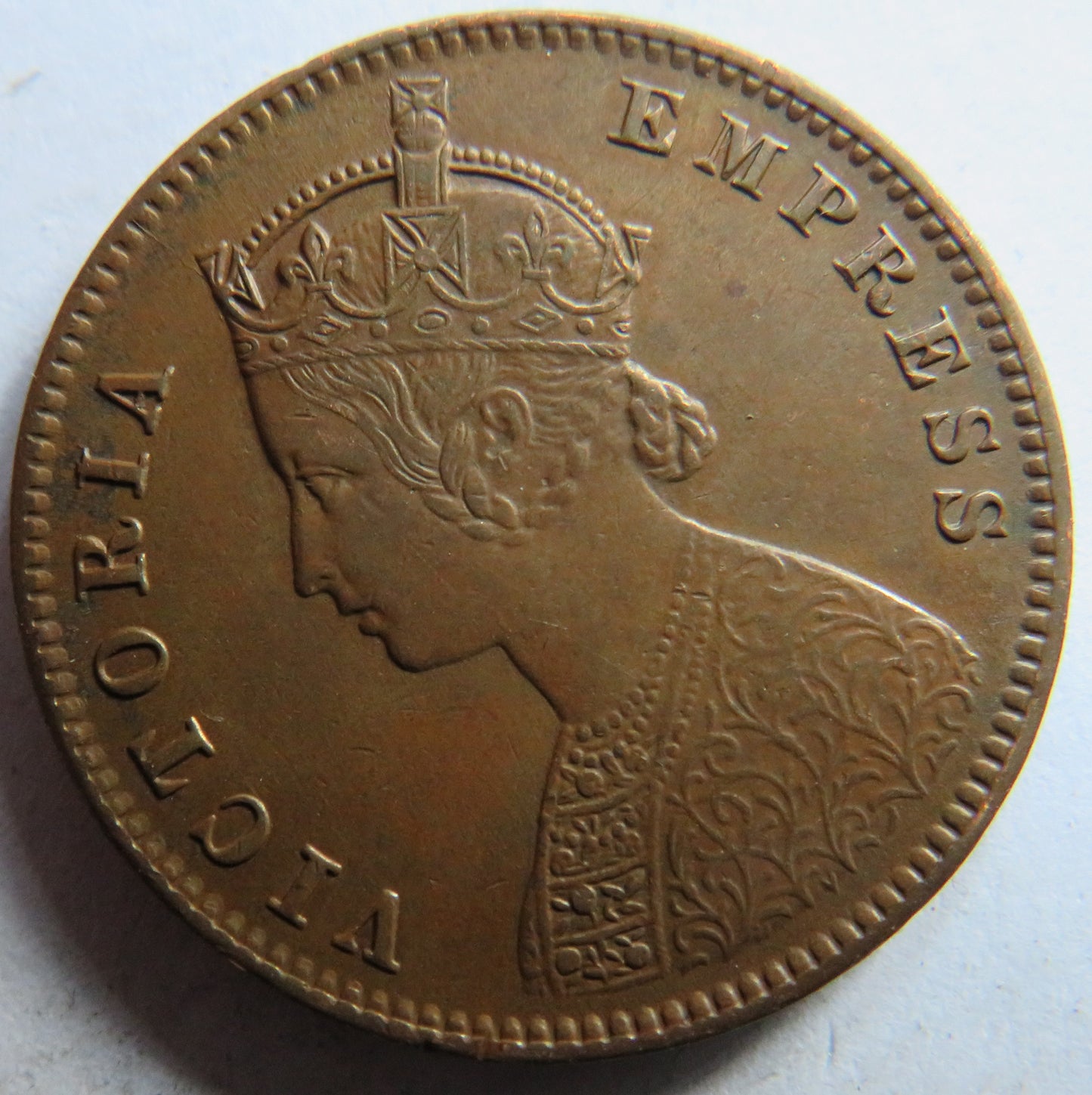1892 Queen Victoria India 1/4 Anna Coin In Excellent Grade