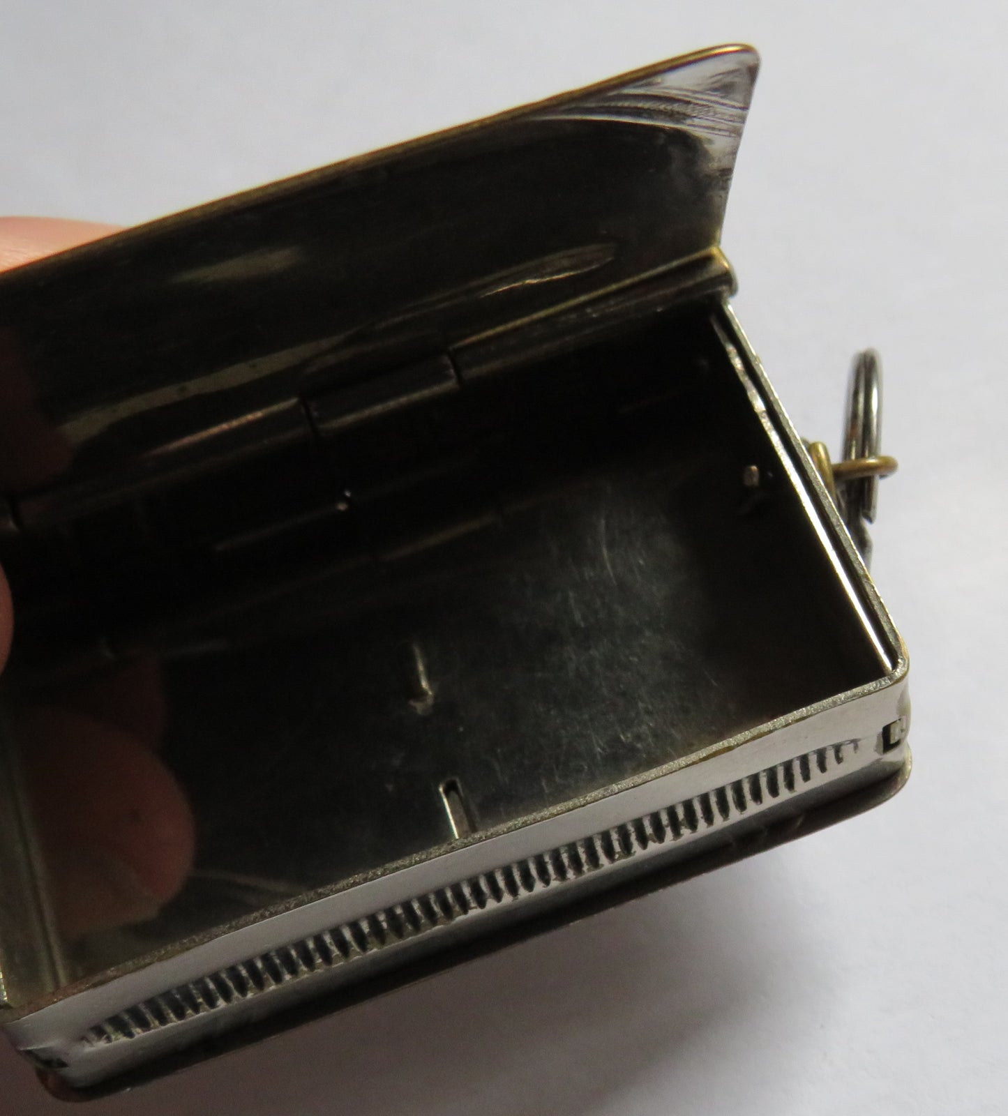Antique Silver Plate Vesta & Stamp Case In Style Of Book