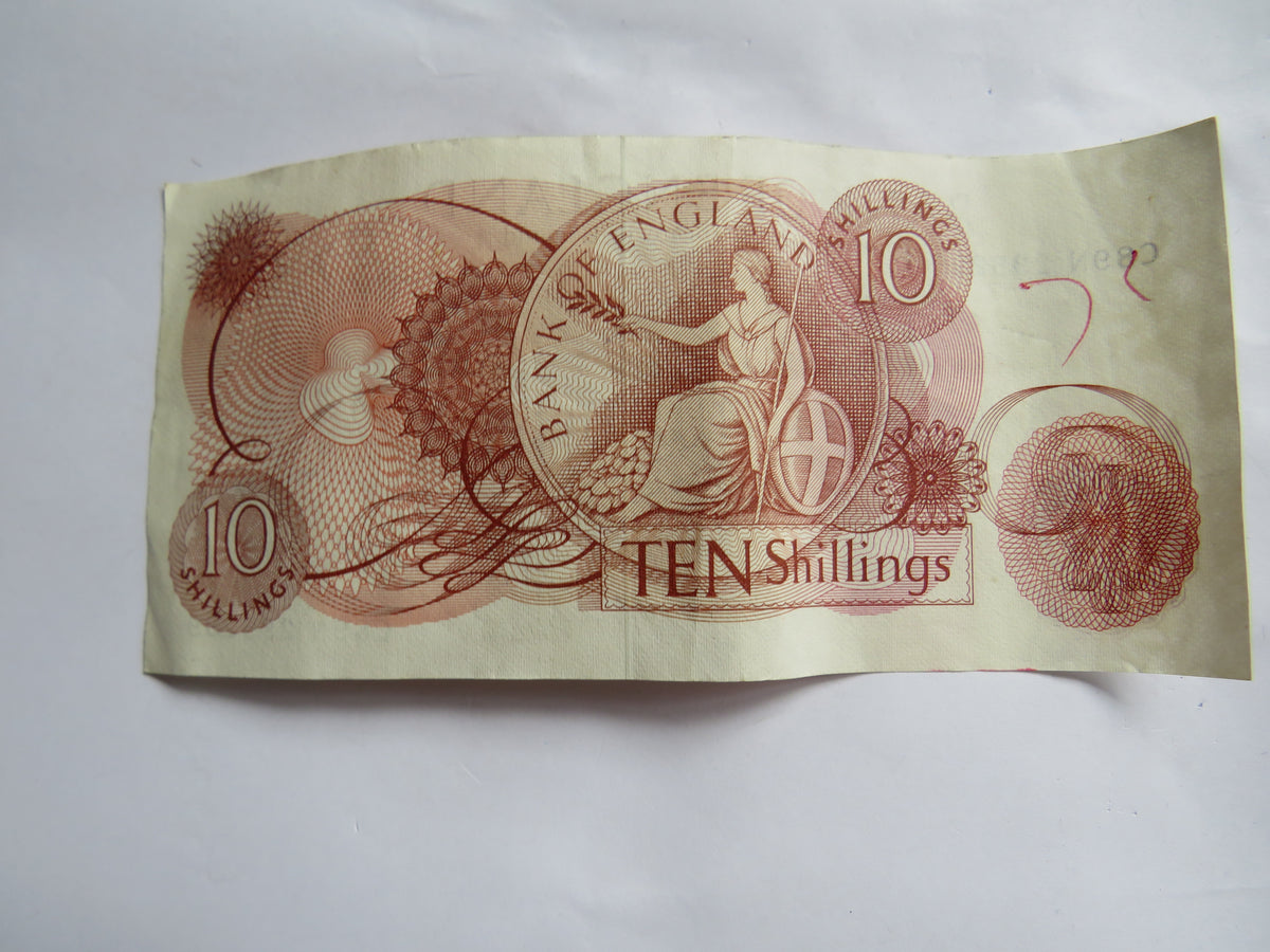 C.1967 Bank of England 10 Ten Shillings Banknote J.S. Fforde ( C89N)