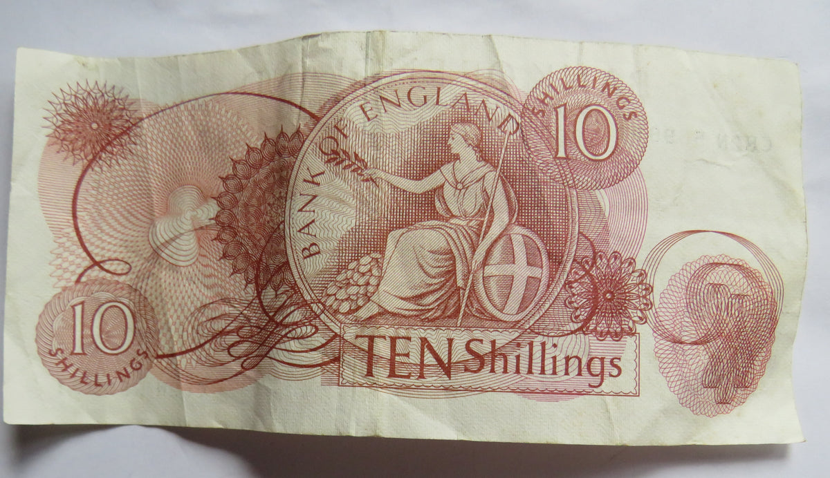 C.1967 Bank of England 10 Ten Shillings Banknote J.S. Fforde (C82N)