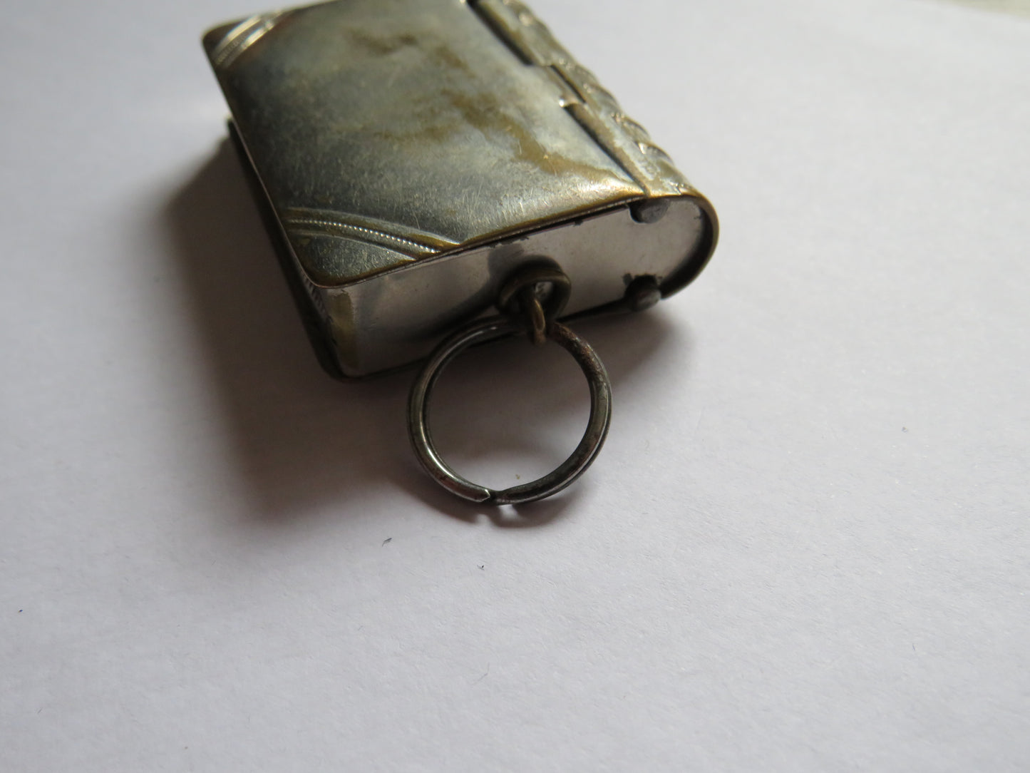 Antique Silver Plate Vesta & Stamp Case In Style Of Book