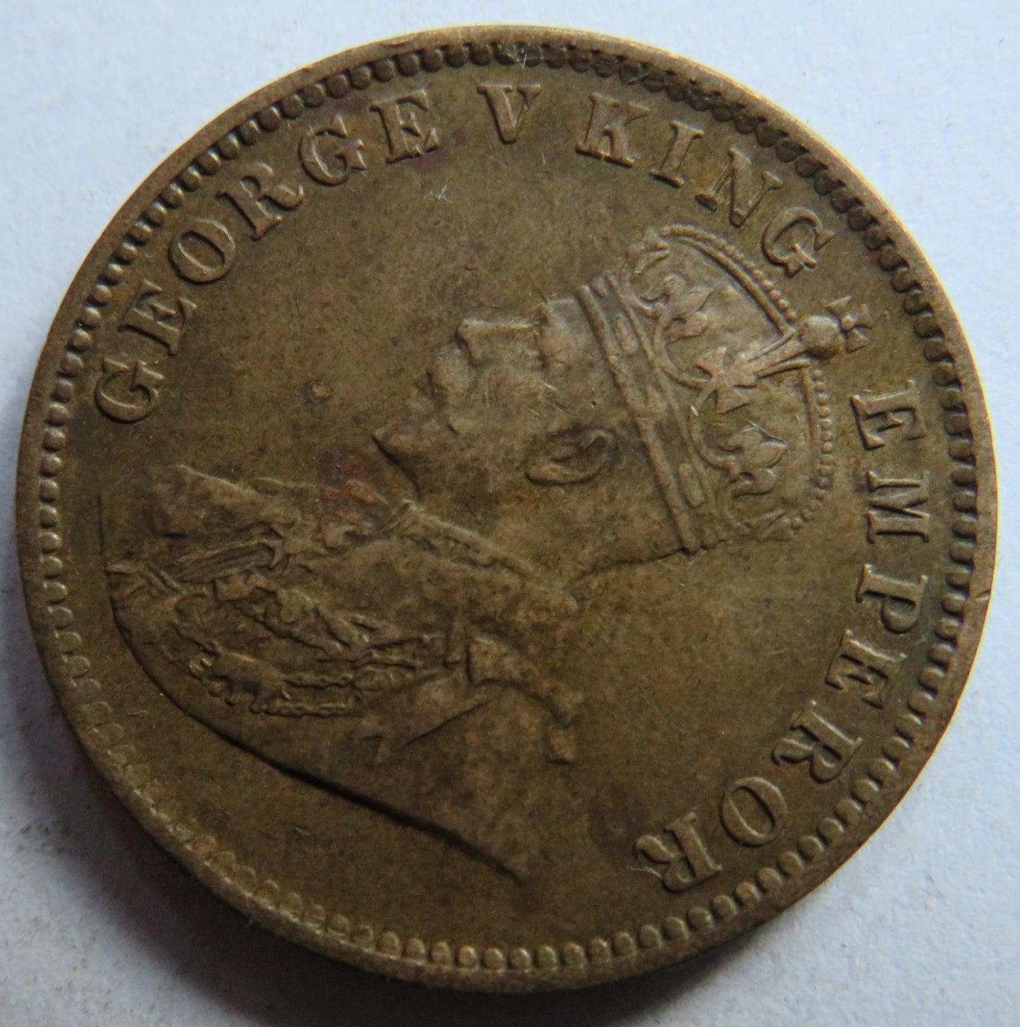 1929 King George V India 1/4 Anna Coin