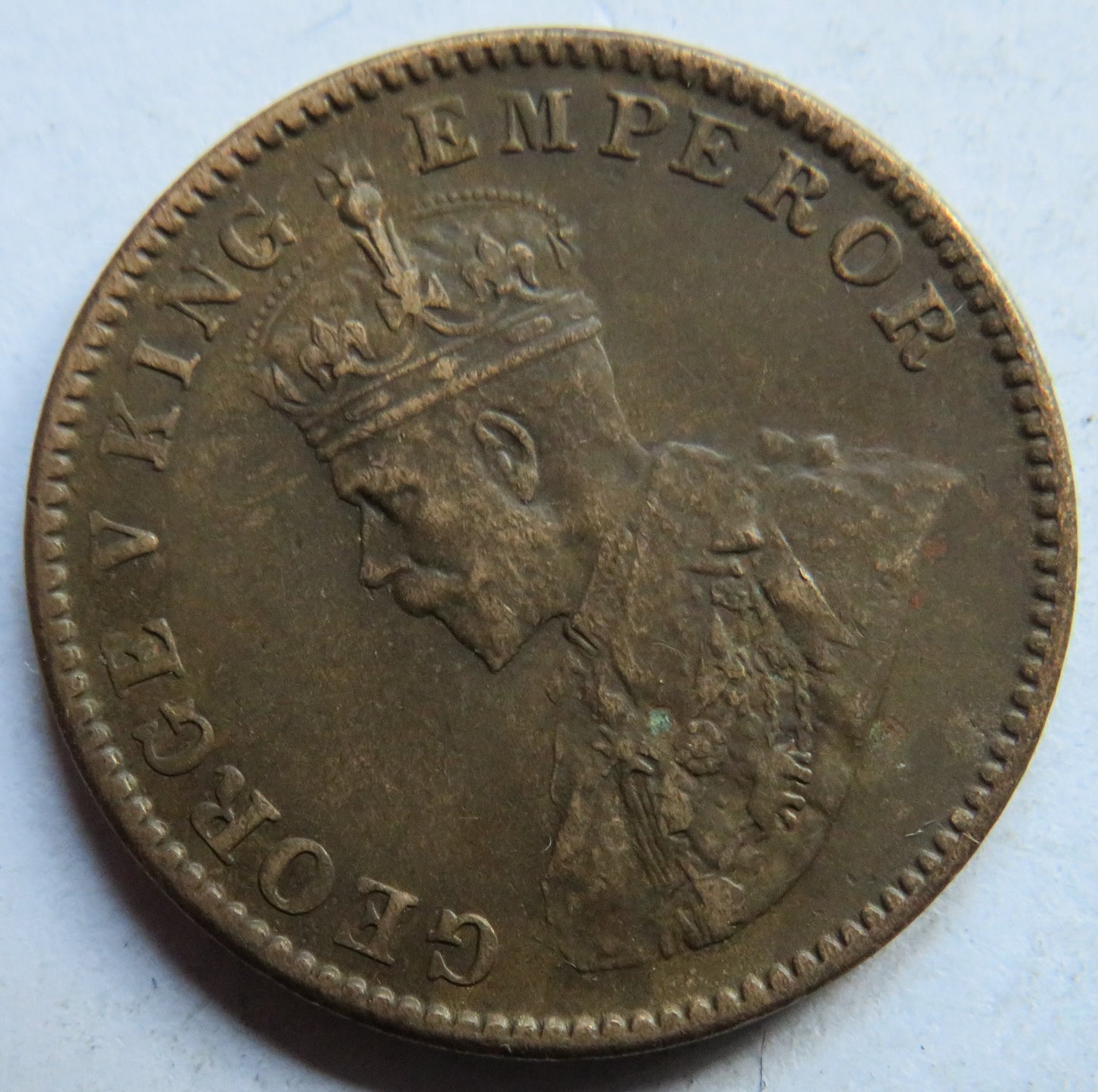 1929 King George V India 1/4 Anna Coin