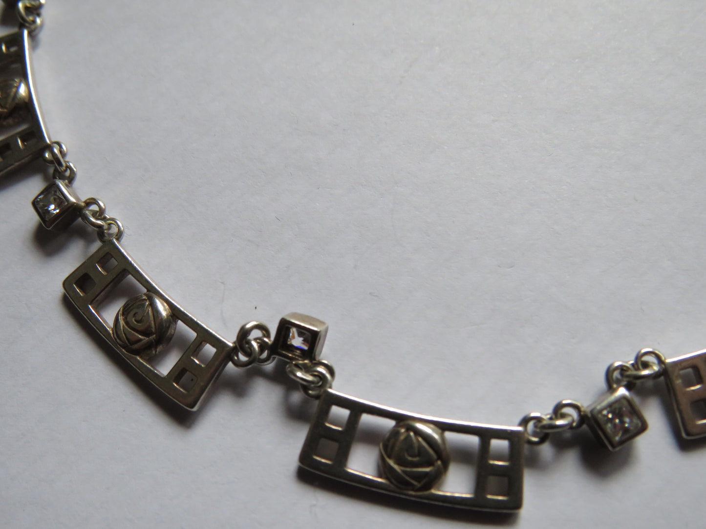 Ladies Sterling Silver Pannel Necklace In Style of Charles Rennie Mackintosh