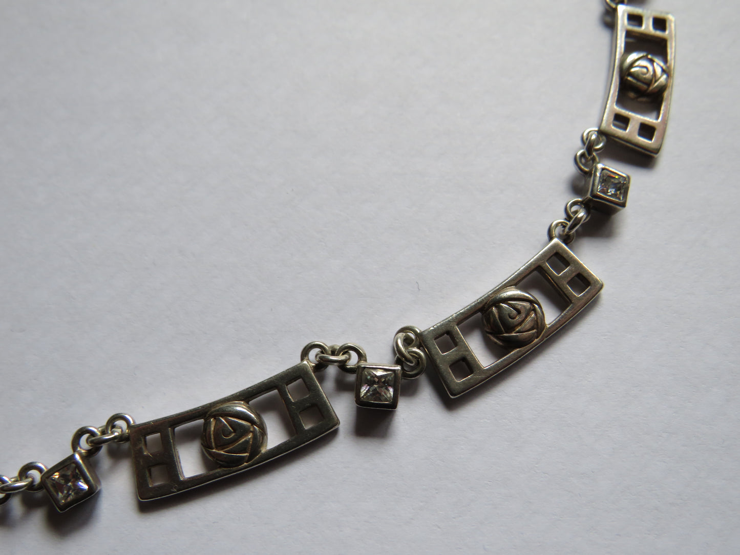 Ladies Sterling Silver Pannel Necklace In Style of Charles Rennie Mackintosh