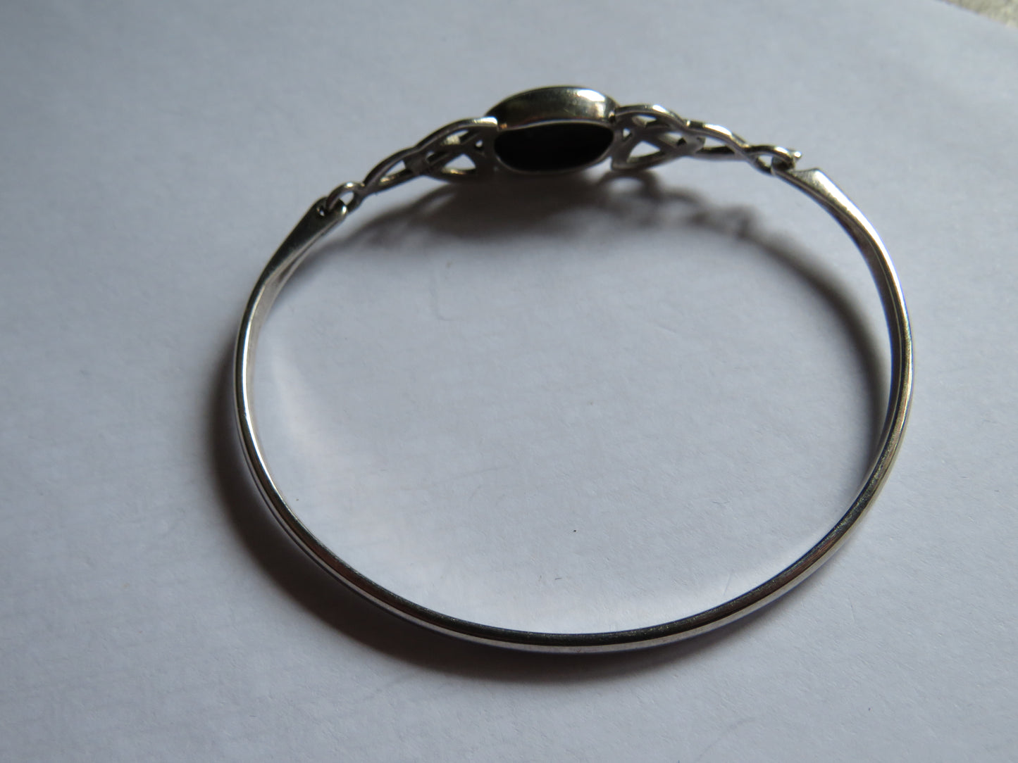 Sterling Silver & Black Stone Ladies Bangle By Kit Heath 1996