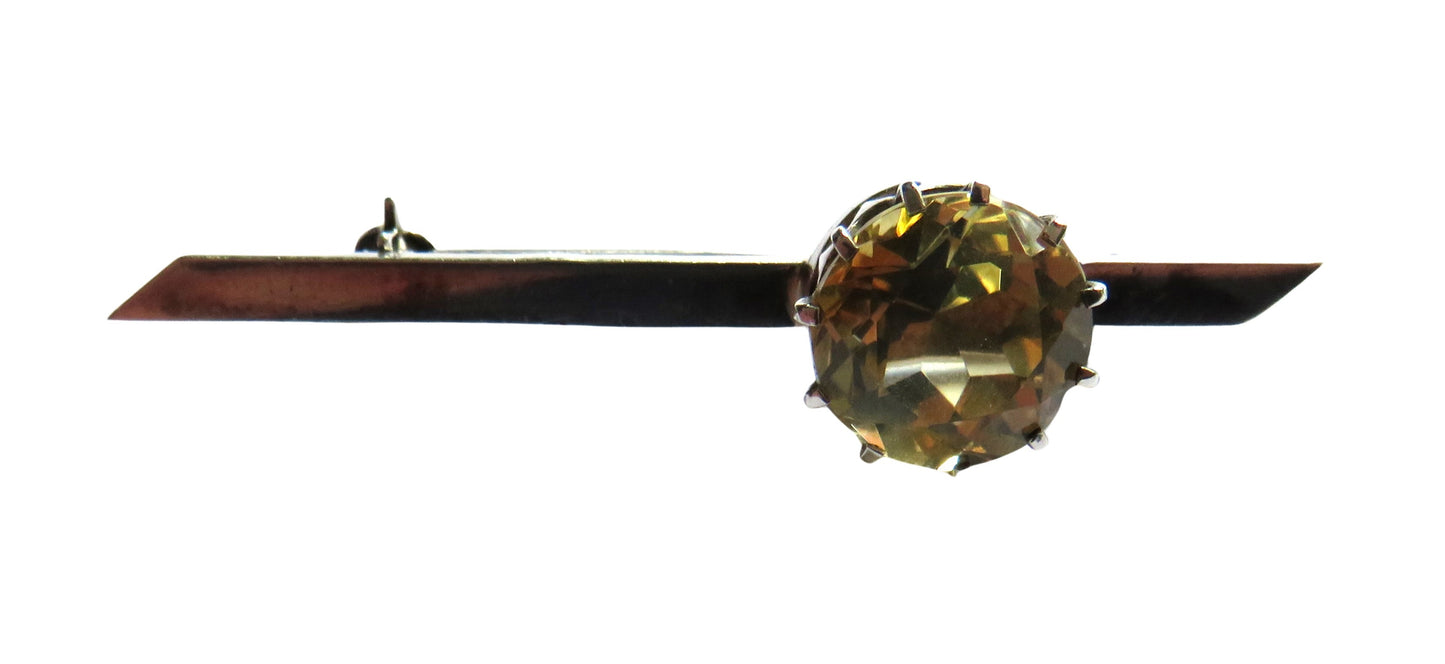 Vintage Sterling Silver & Citrine Bar Brooch Hallmarked Edinburgh 1968 Glen Kelso Frame