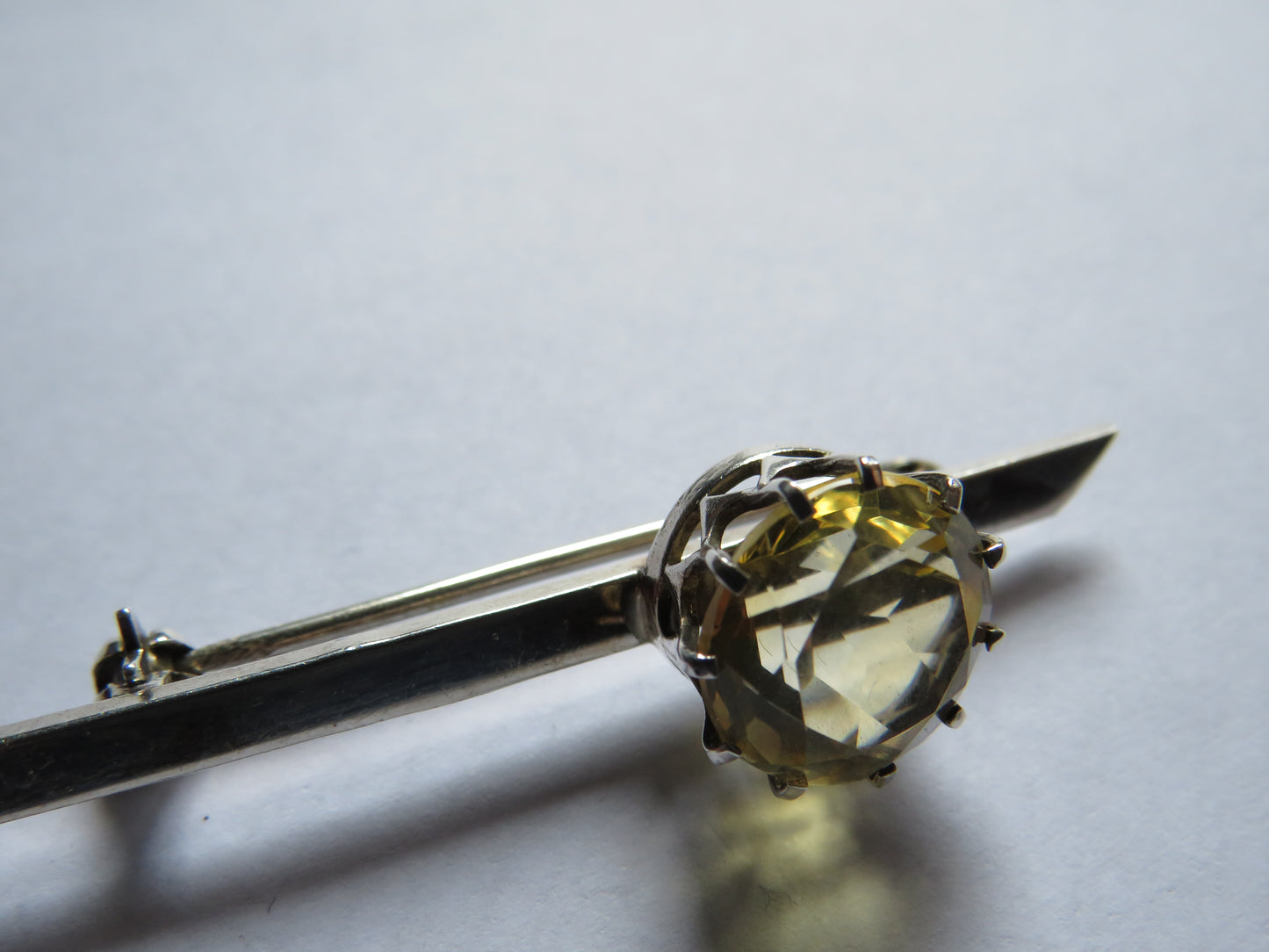 Vintage Sterling Silver & Citrine Bar Brooch Hallmarked Edinburgh 1968 Glen Kelso Frame