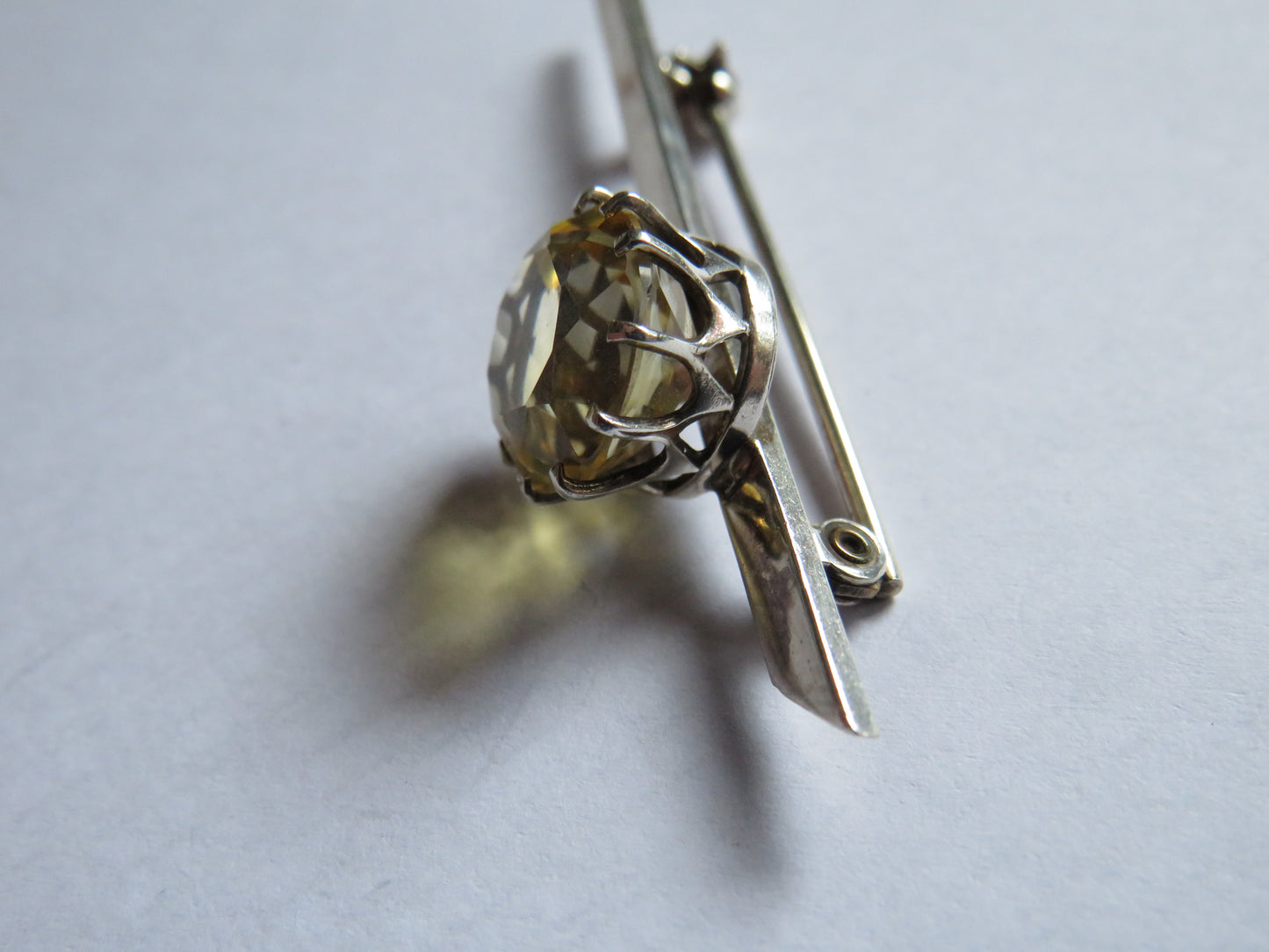 Vintage Sterling Silver & Citrine Bar Brooch Hallmarked Edinburgh 1968 Glen Kelso Frame