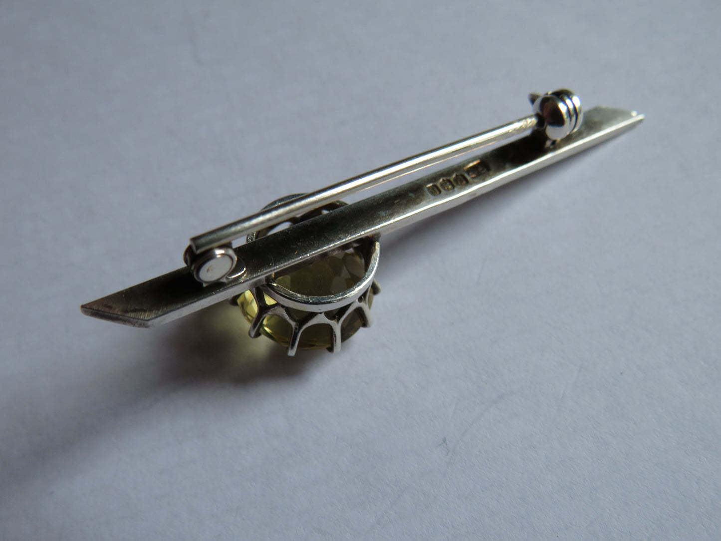 Vintage Sterling Silver & Citrine Bar Brooch Hallmarked Edinburgh 1968 Glen Kelso Frame