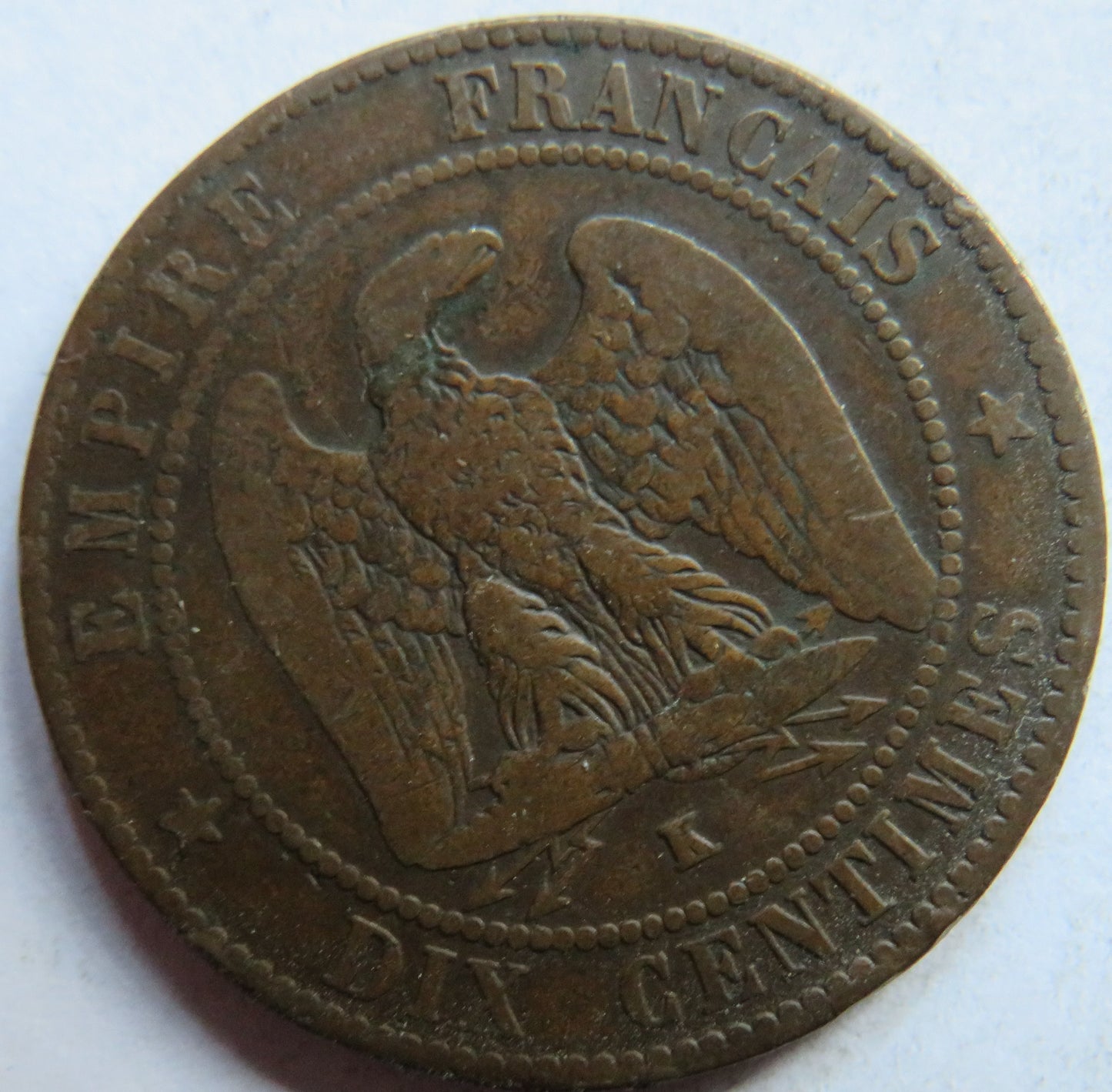 1857-K France Napoleon III 10 Centimes Coin