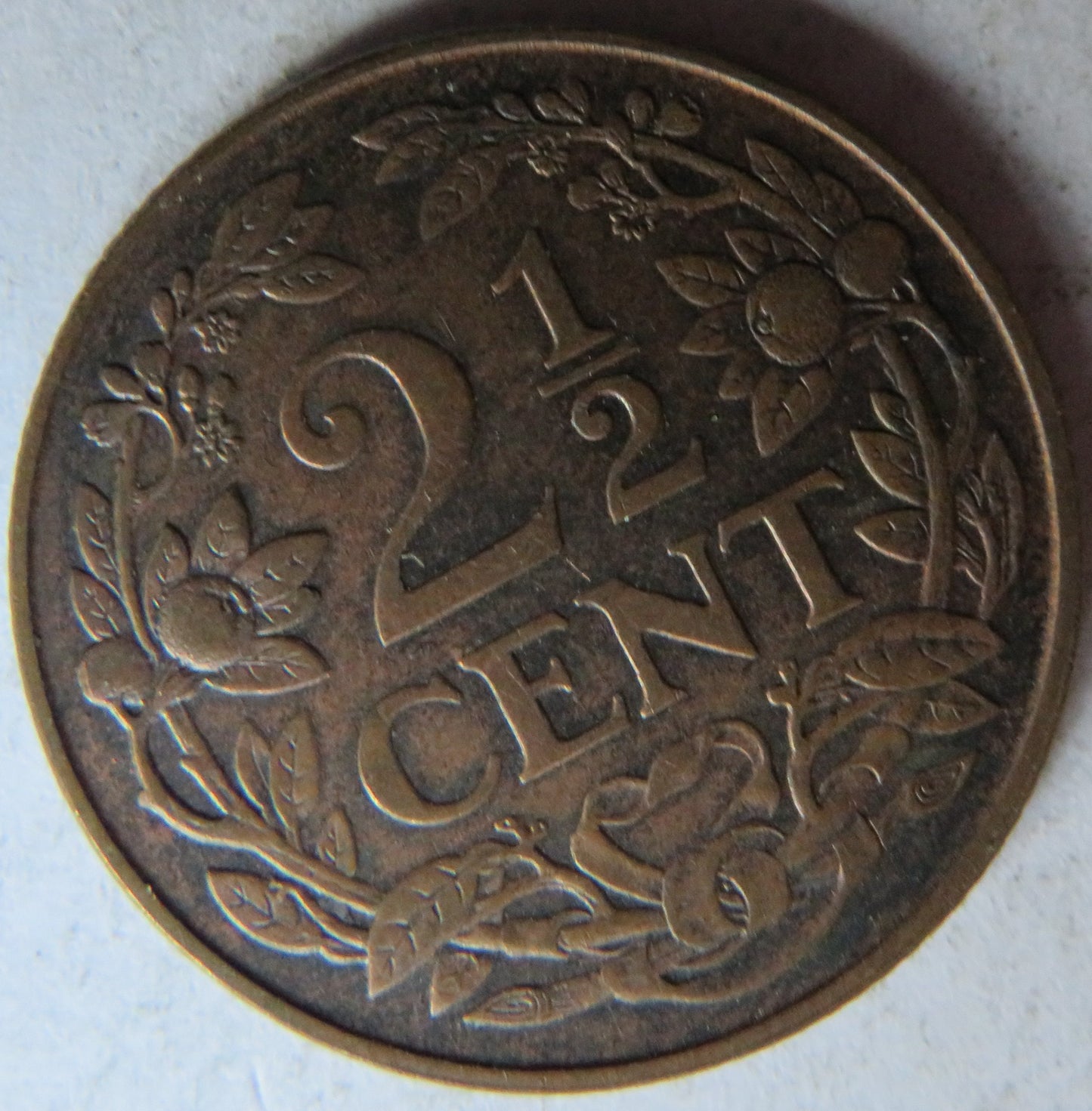 1929 Netherlands 2 & 1/2 Cents Coin