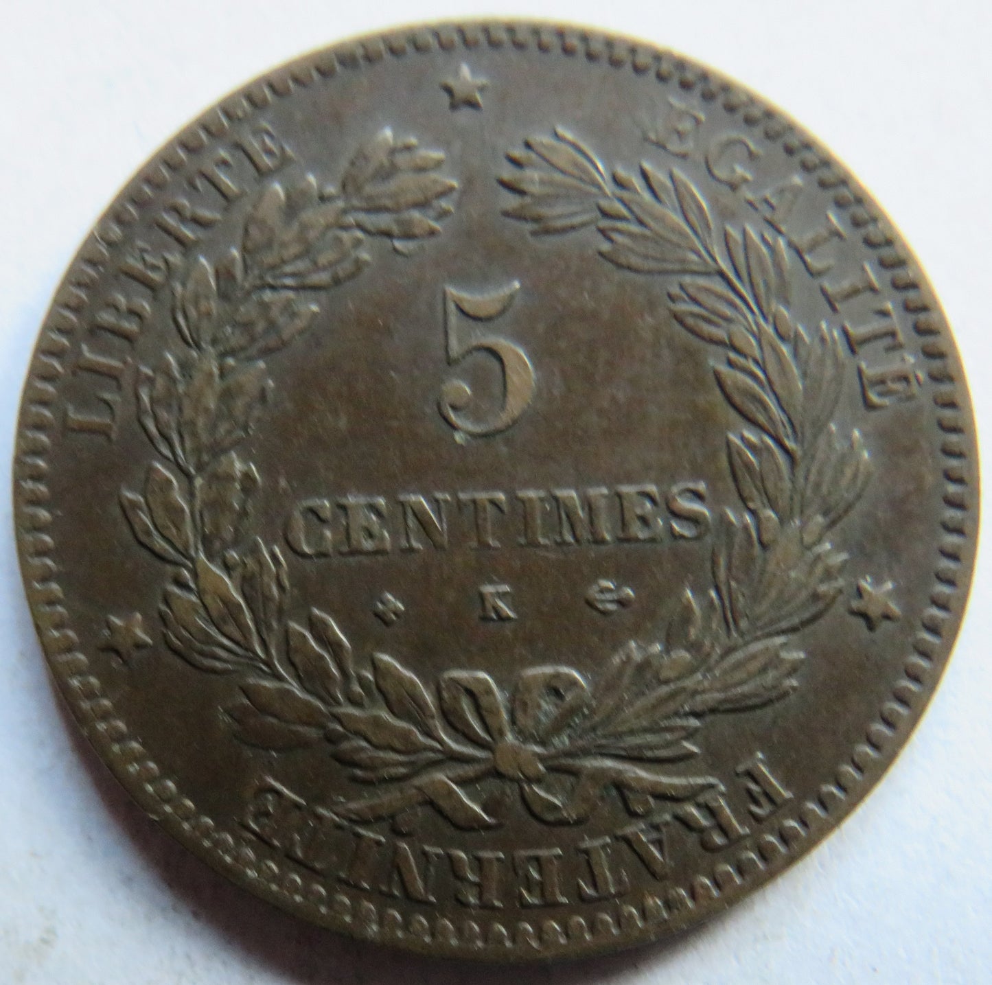1875-K France 5 Centimes Coin