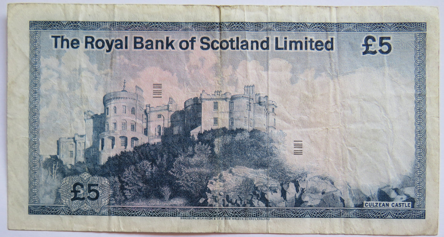 1975 The Royal Bank of Scotland £5 Five Pound Banknote