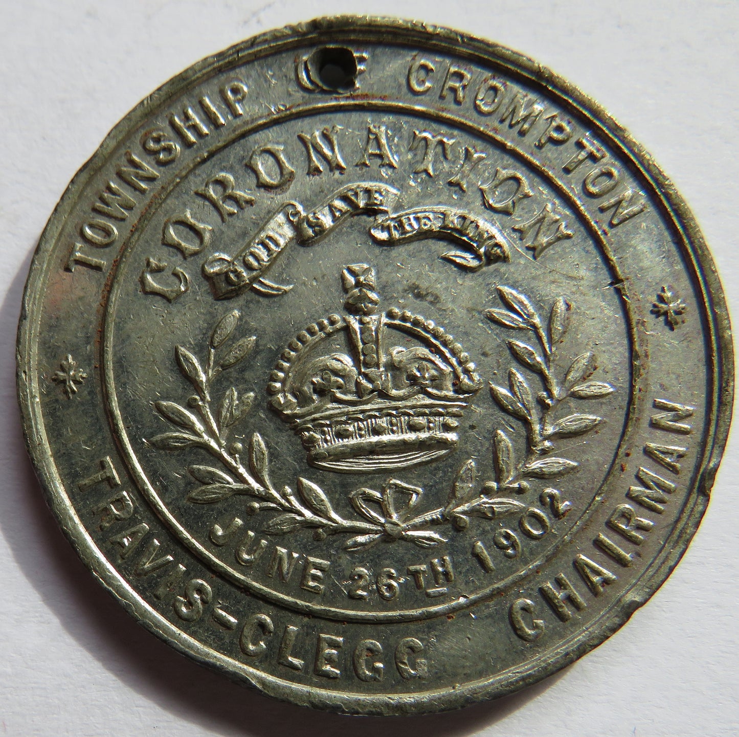 1902 King Edward VII Coronation Medal Township of Crompton