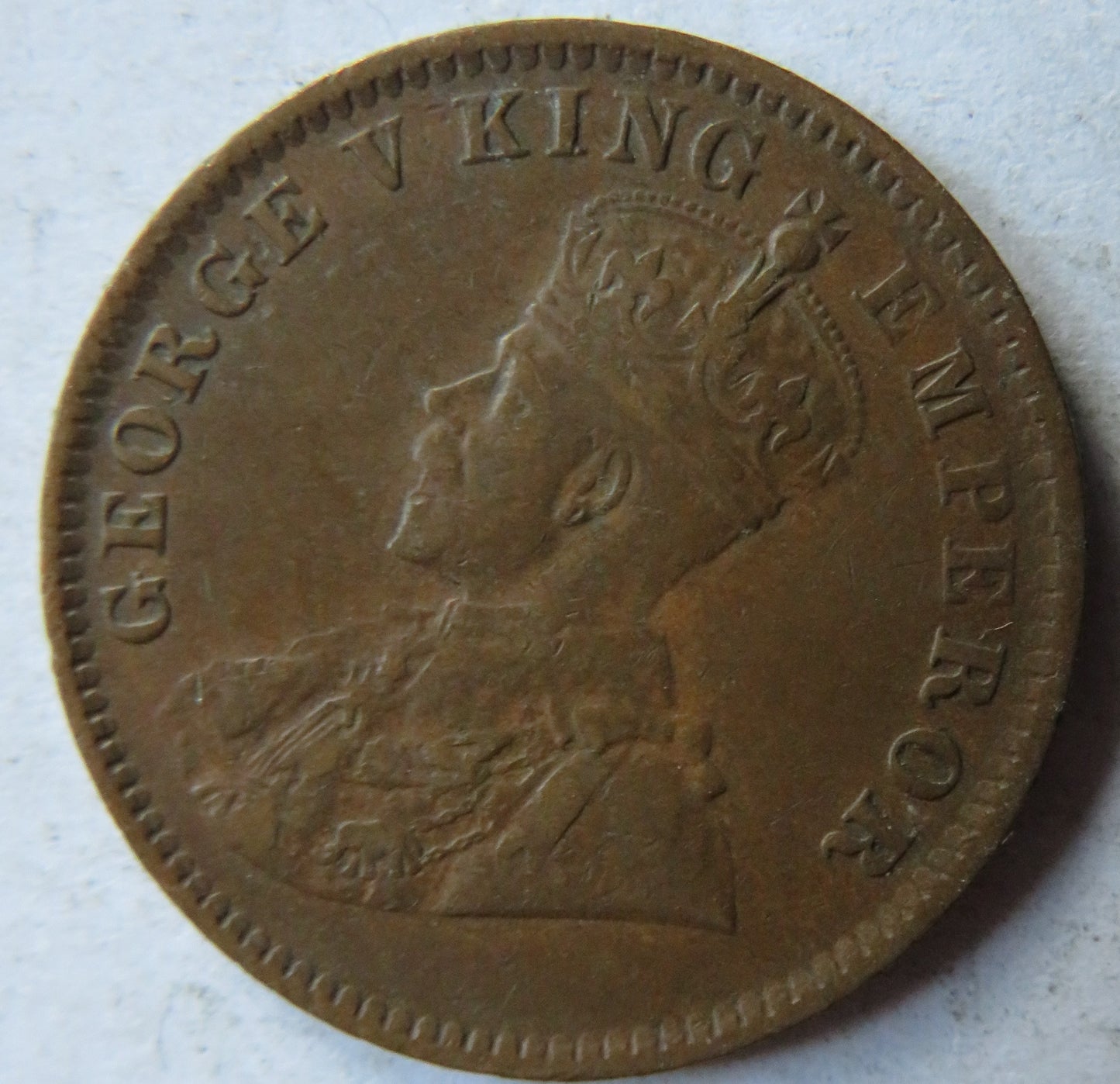 1914 King George V India 1/4 Anna Coin