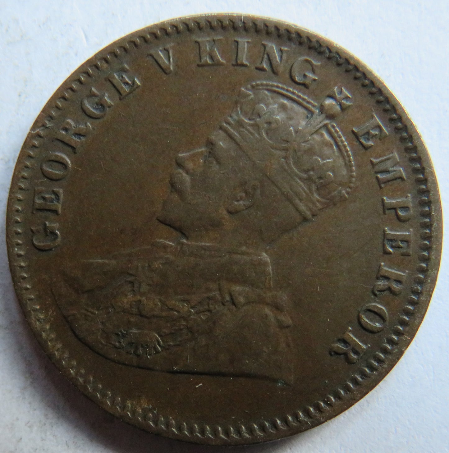 1913 King George V India 1/4 Anna Coin