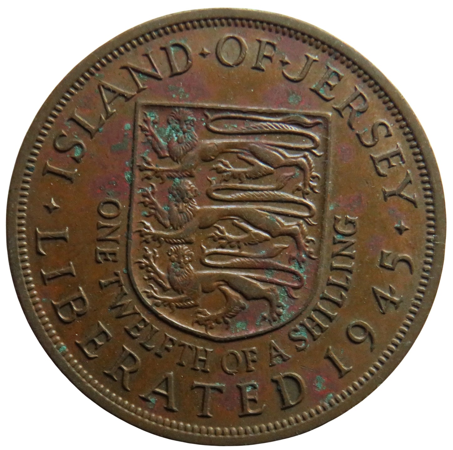 1945 King George VI Island of Jersey Liberated 1945 1/12th Shilling Coin
