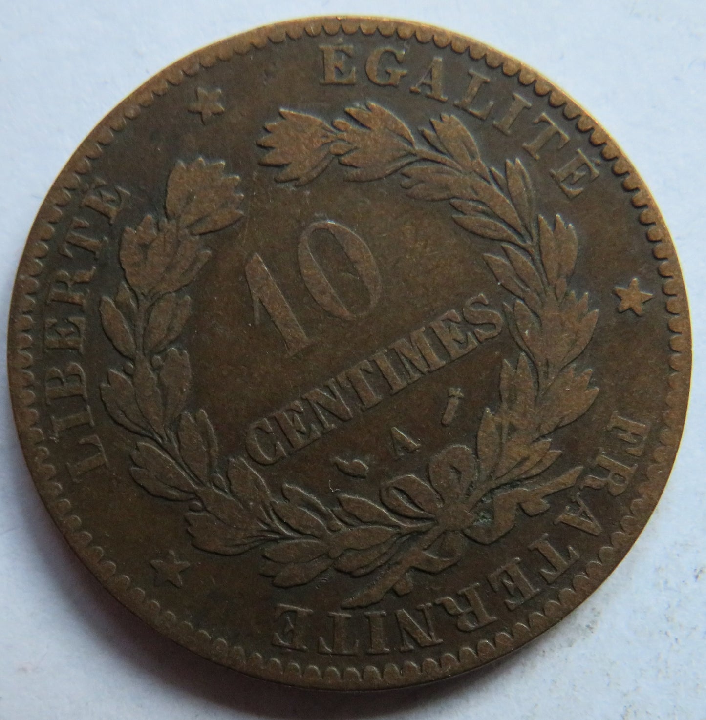 1892-A France 10 Centimes Coin