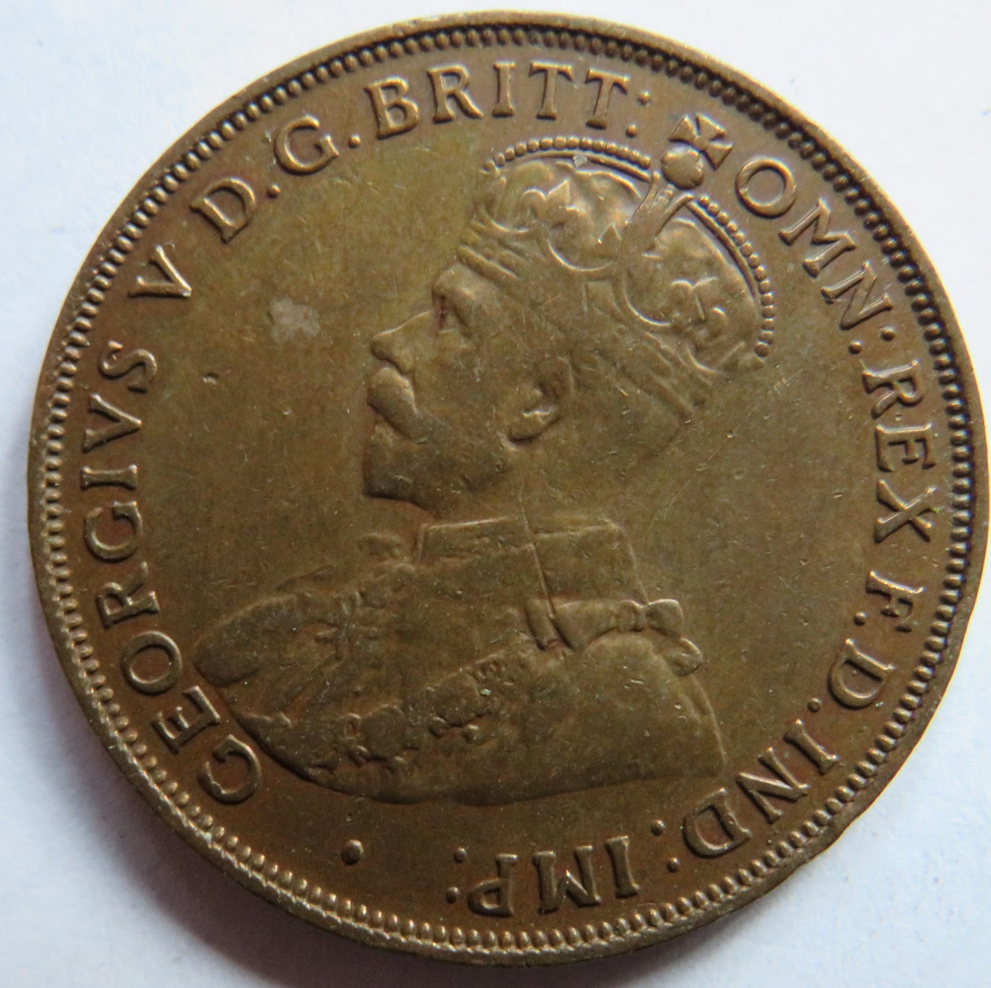 1916-I King George V Australia One Penny Coin