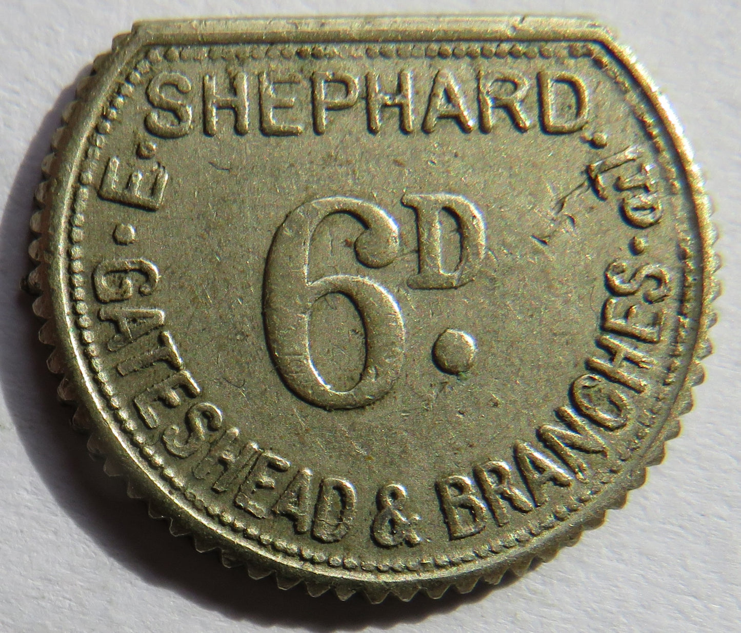 E. Shephard Ltd Gateshead & Branches 6d Sixpence Token
