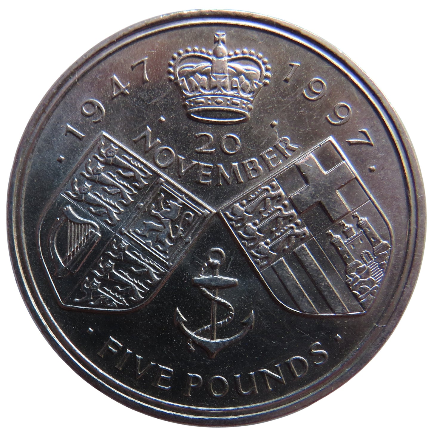 1947-1997 Queen Elizabeth & Philip Golden Wedding Anniversary £5 Five Pound Coin