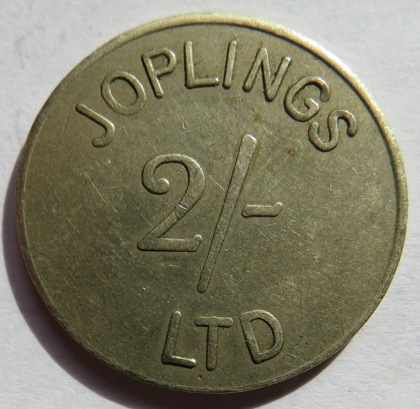 Joplings Ltd 2/- Vintage Token