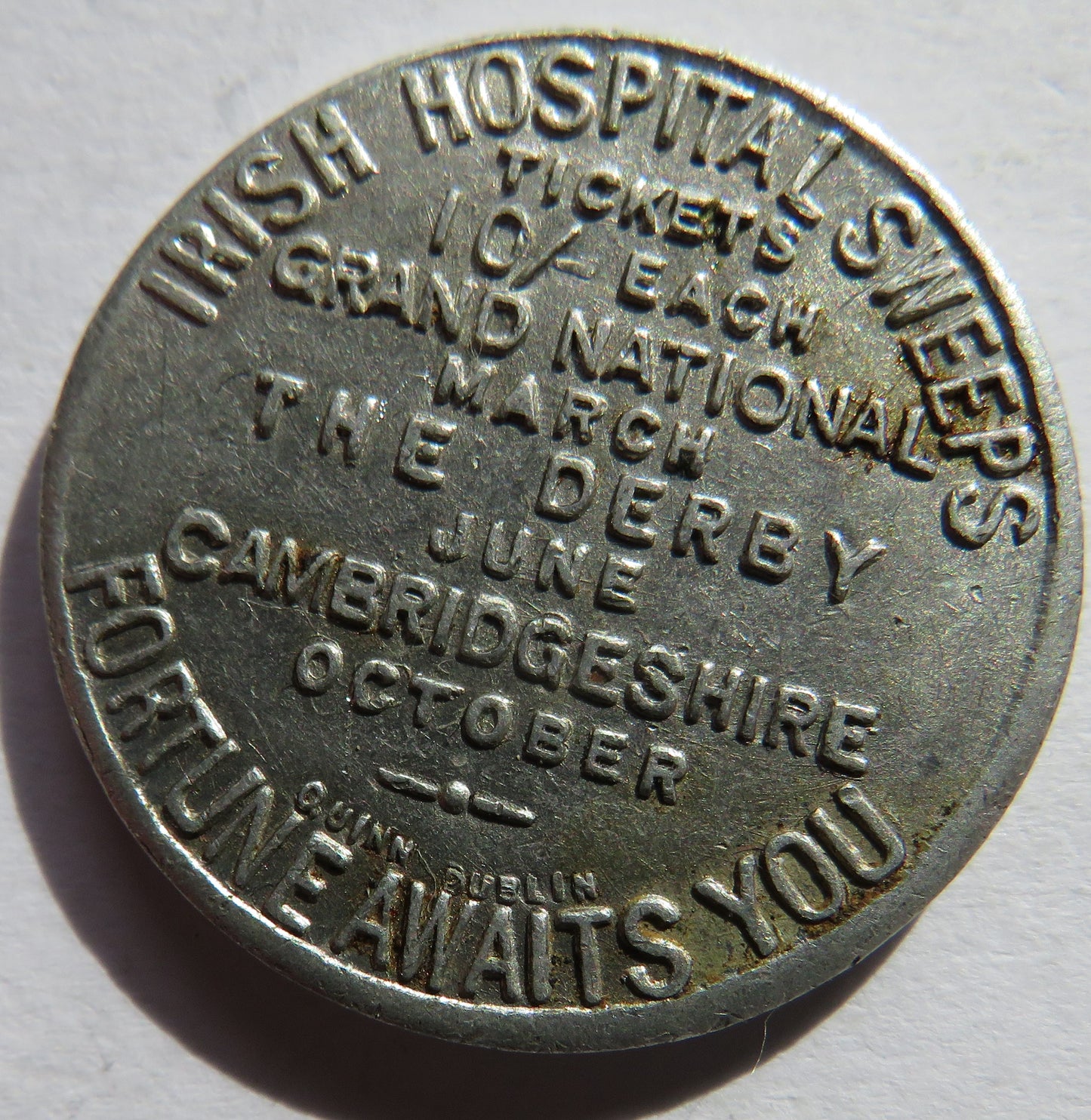 Irish Hospital Sweeps Vintage 10/- Token