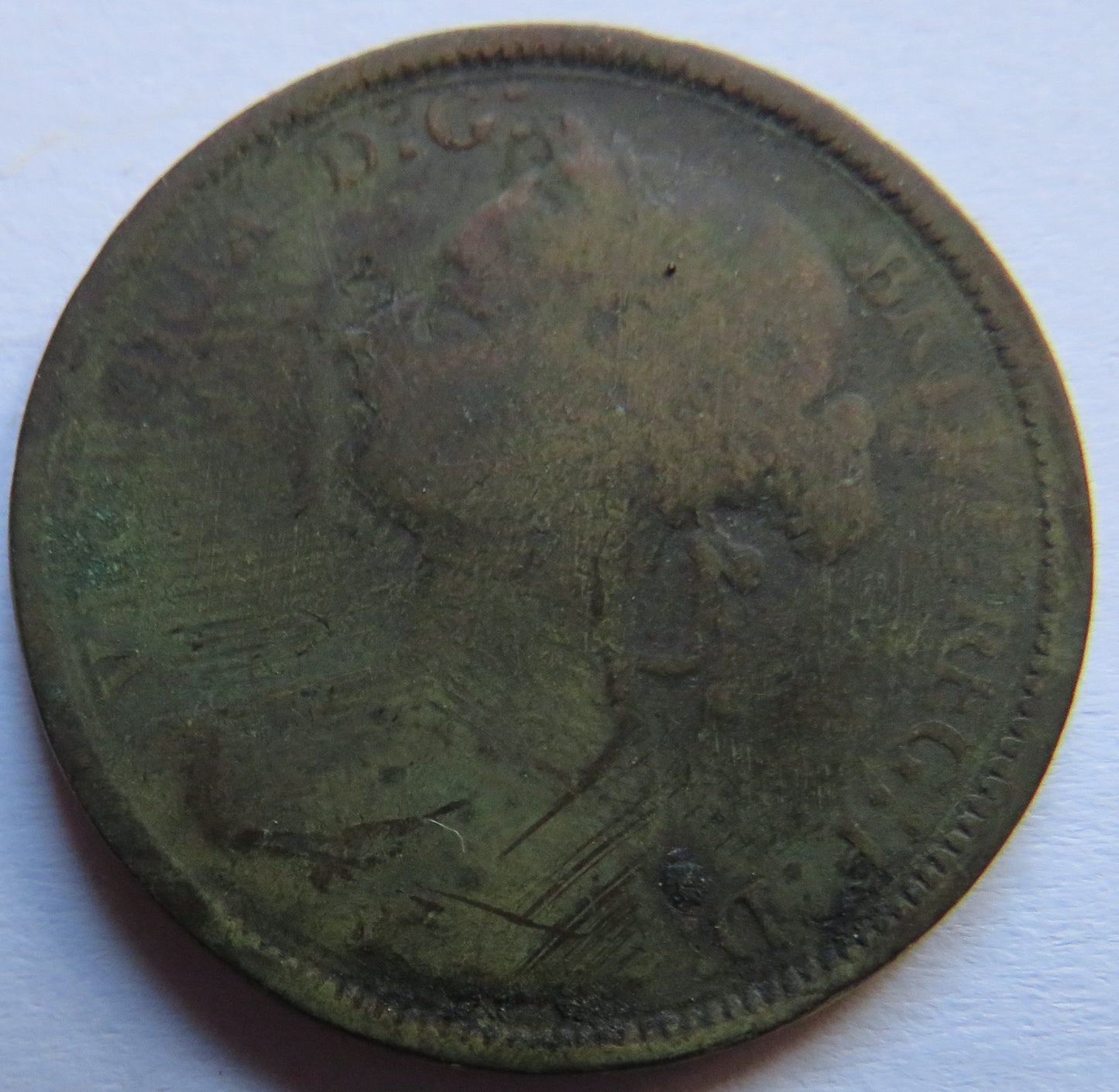 1881-H Queen Victoria Bun Head Halfpenny Coin - Great Britain