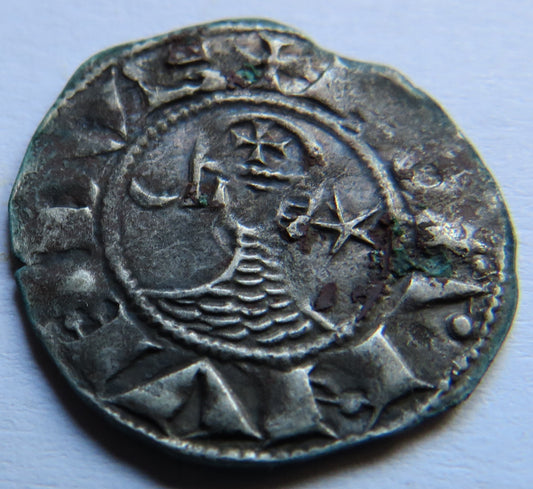 1163-1201 Crusader States Antioch Bohemund III Silver Denier Coin