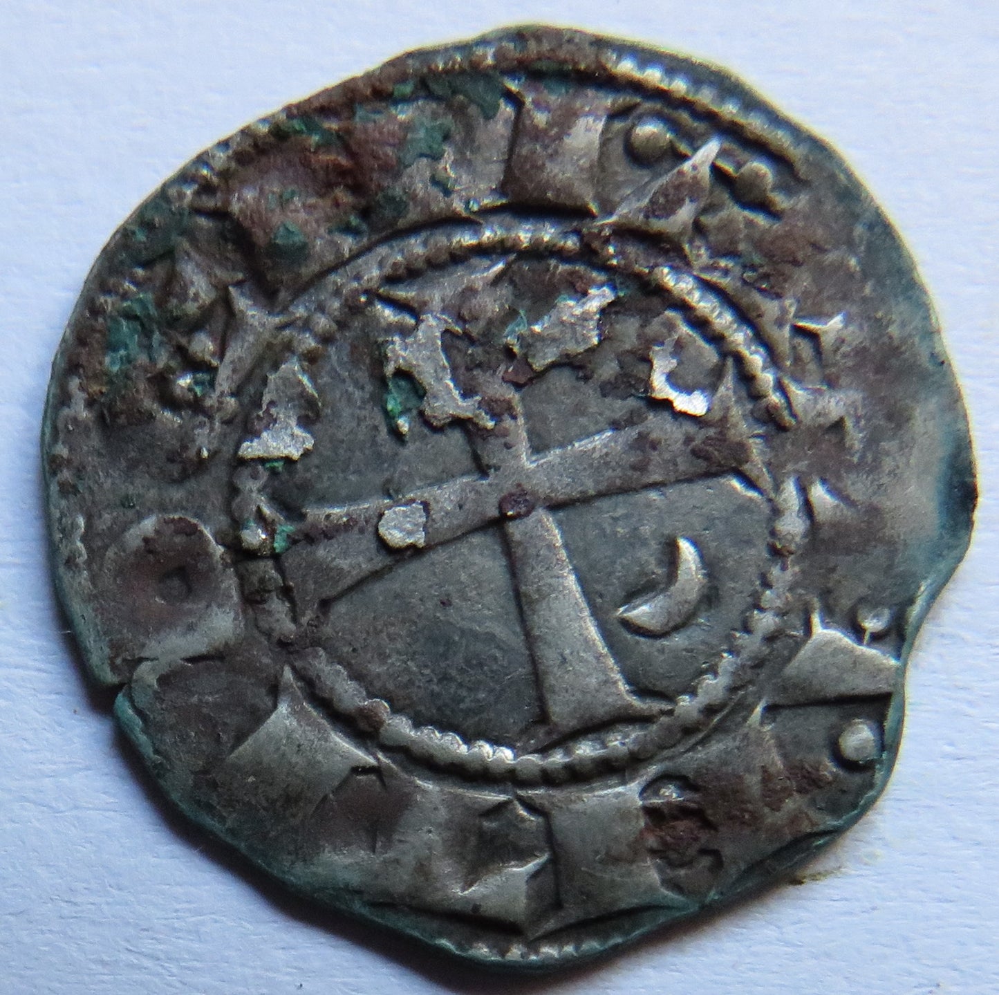 1163-1201 Crusader States Antioch Bohemund III Silver Denier Coin