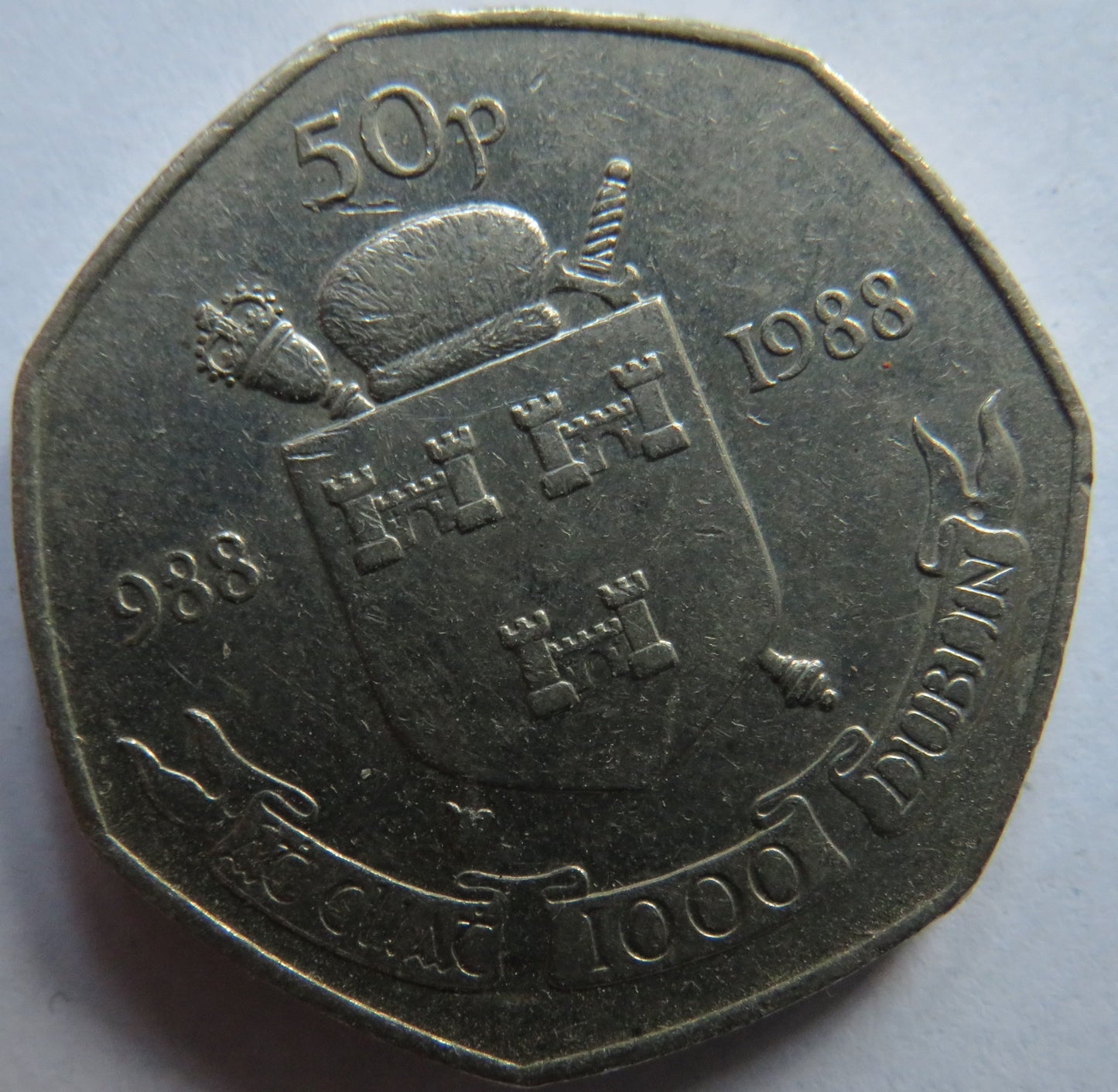988-1988 Ireland Dublin Millennium 50p Fifty Pence Coin