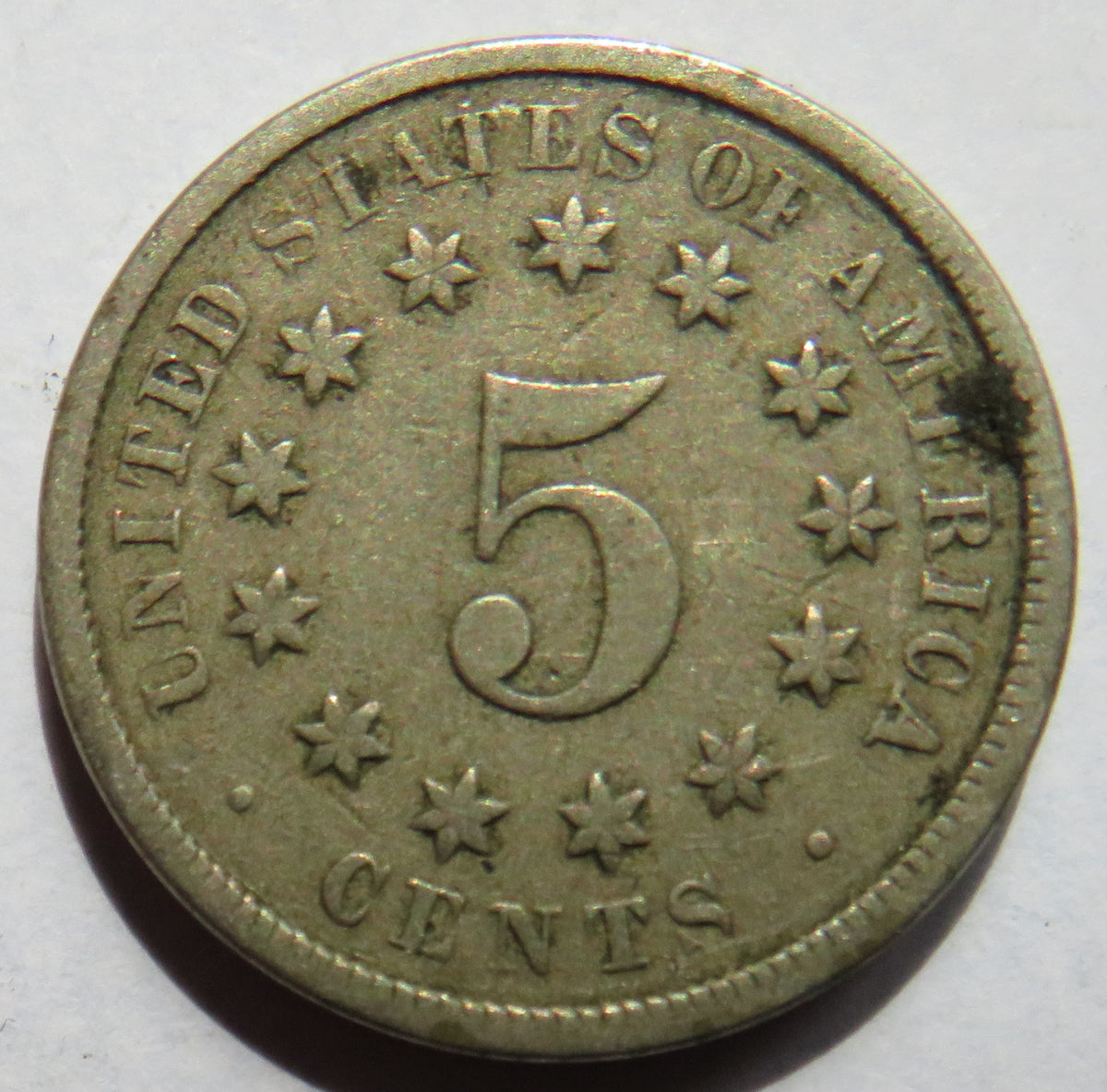 1872 USA Shield Five Cents Coin image 3