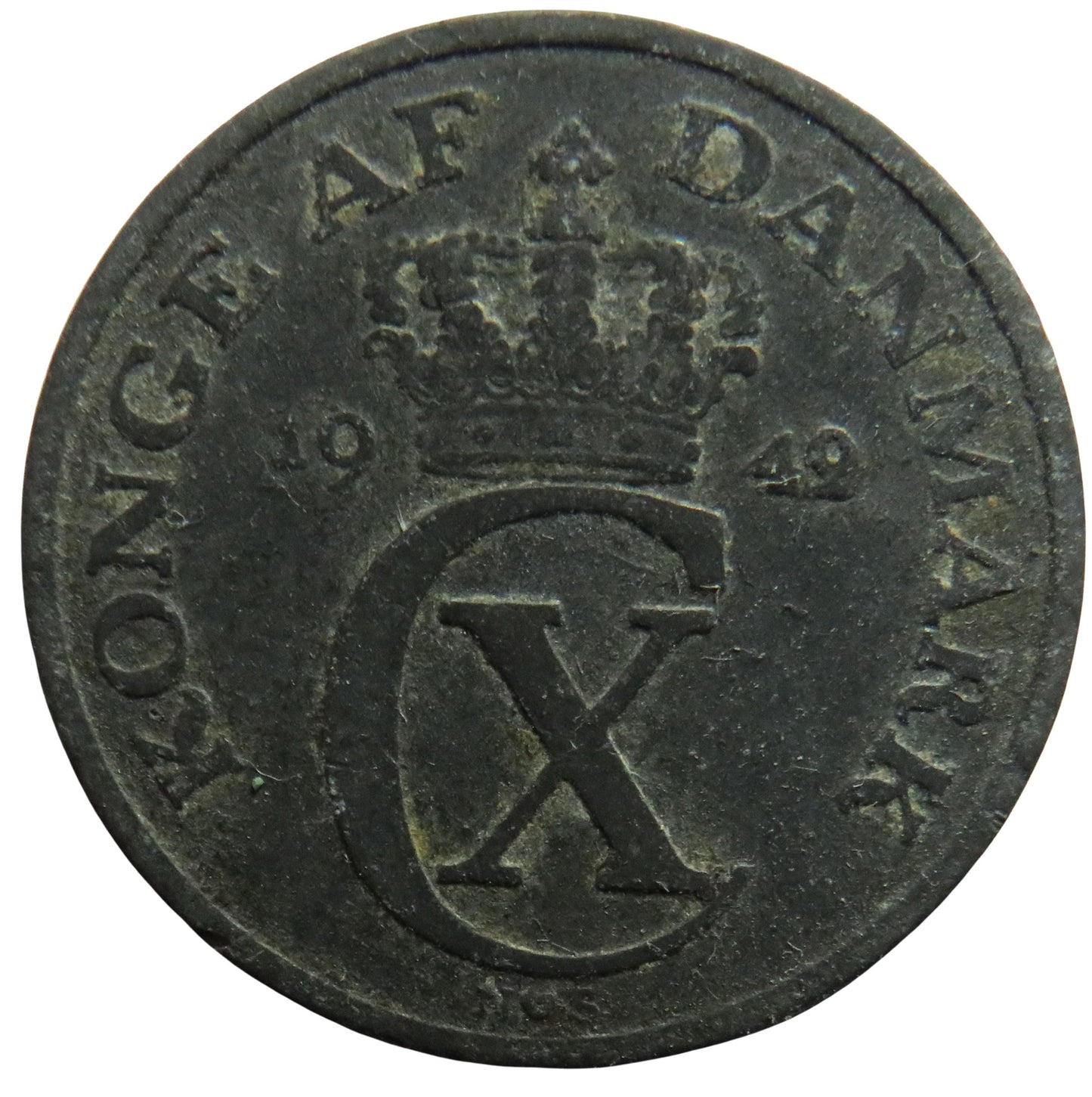 1942 Denmark 2 Ore / Øre Coin Christian X German Occupation