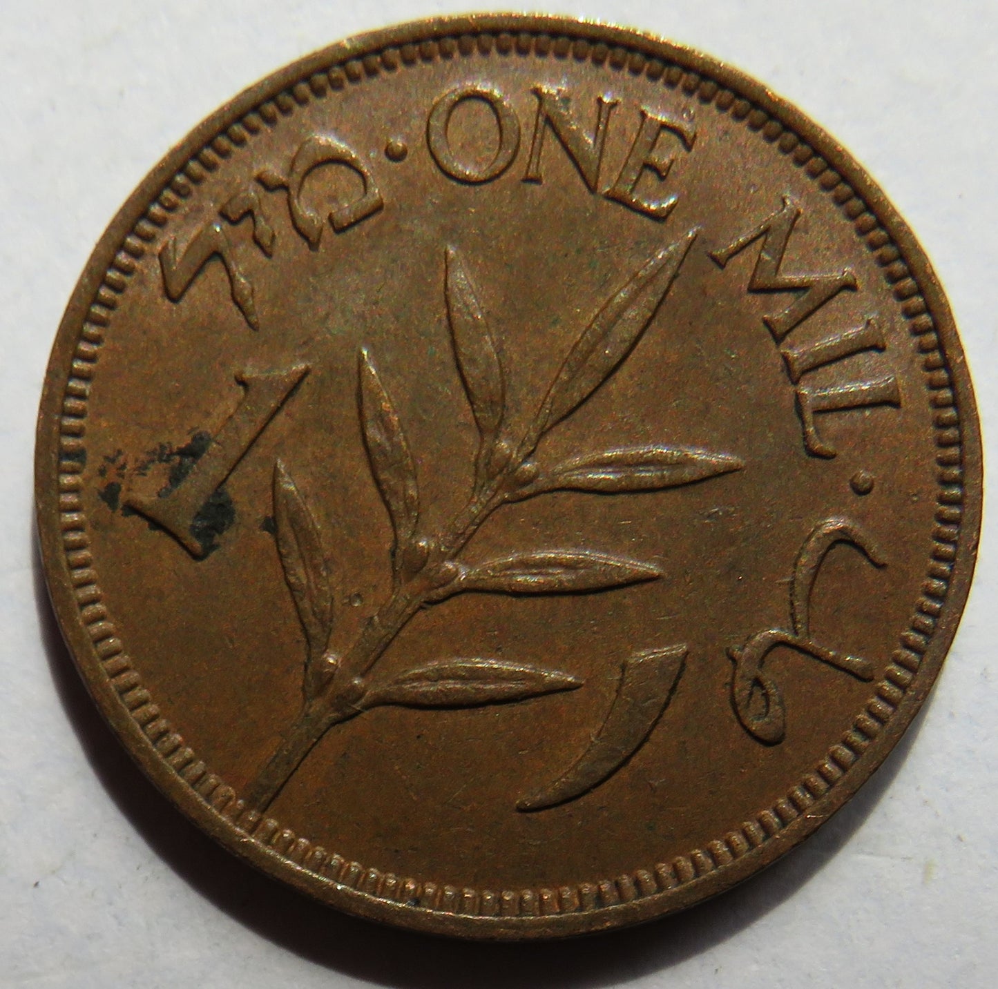 1943 Palestine 1 Mil Coin