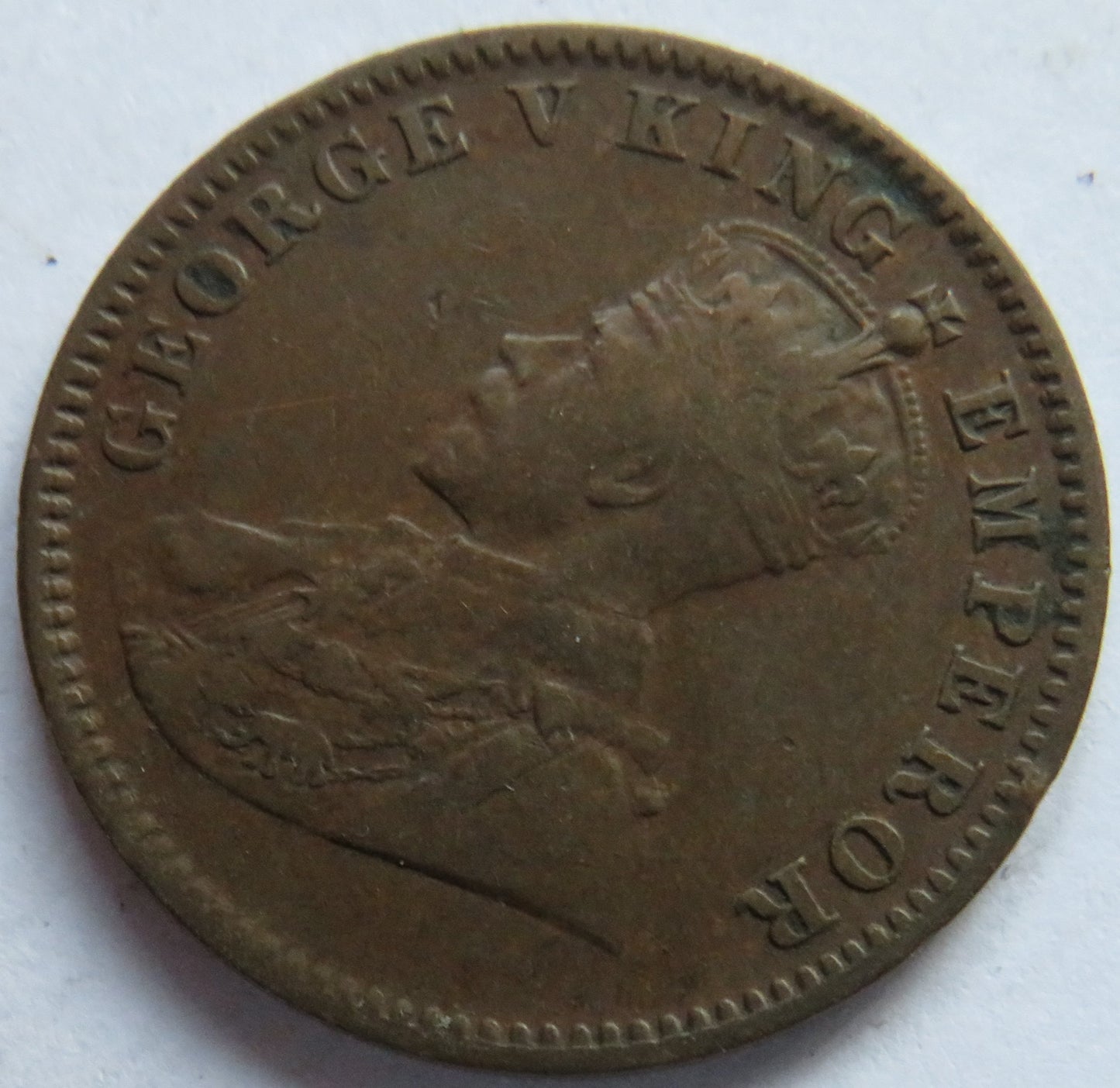 1913 King George V India 1/4 Quarter Anna Coin